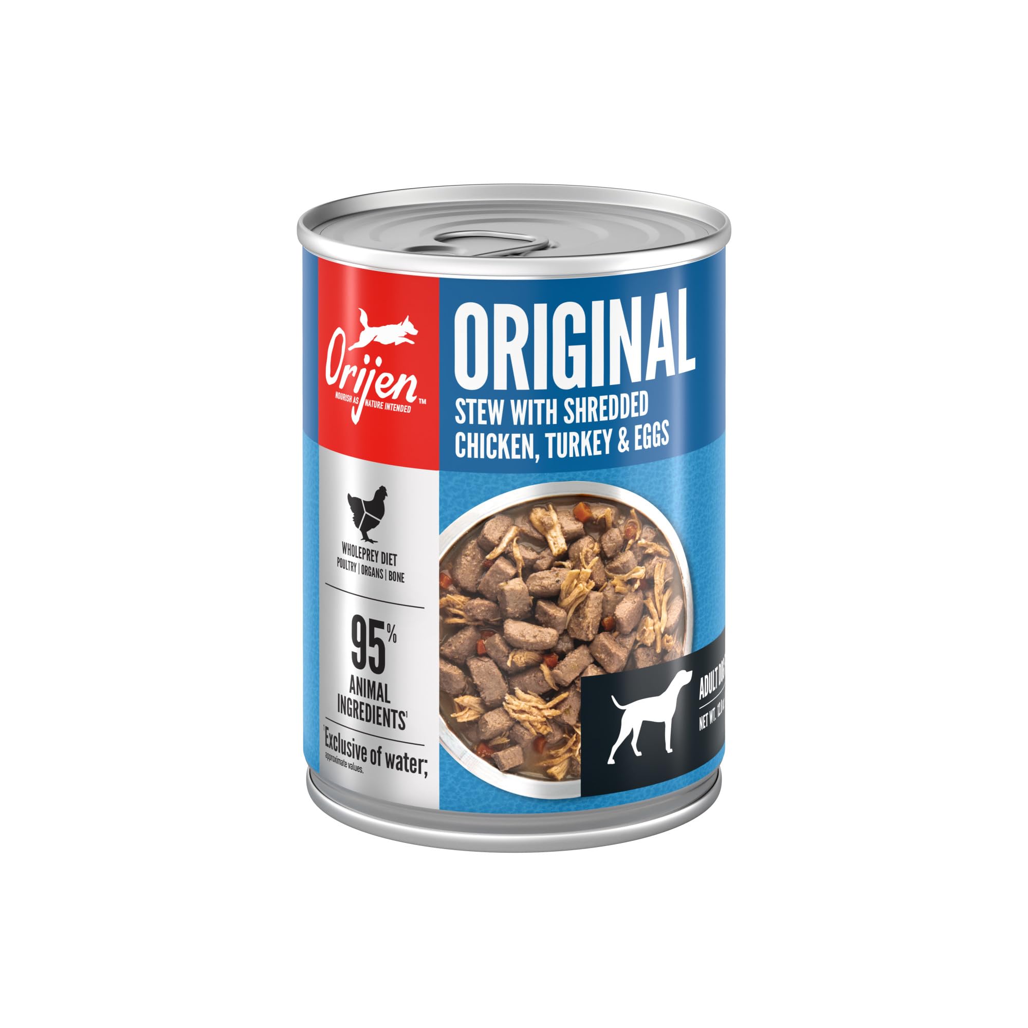 ORIJEN Real Meat Shreds Wet Dog Food Original Stew Recipe 12.8oz Cans (12 Count)