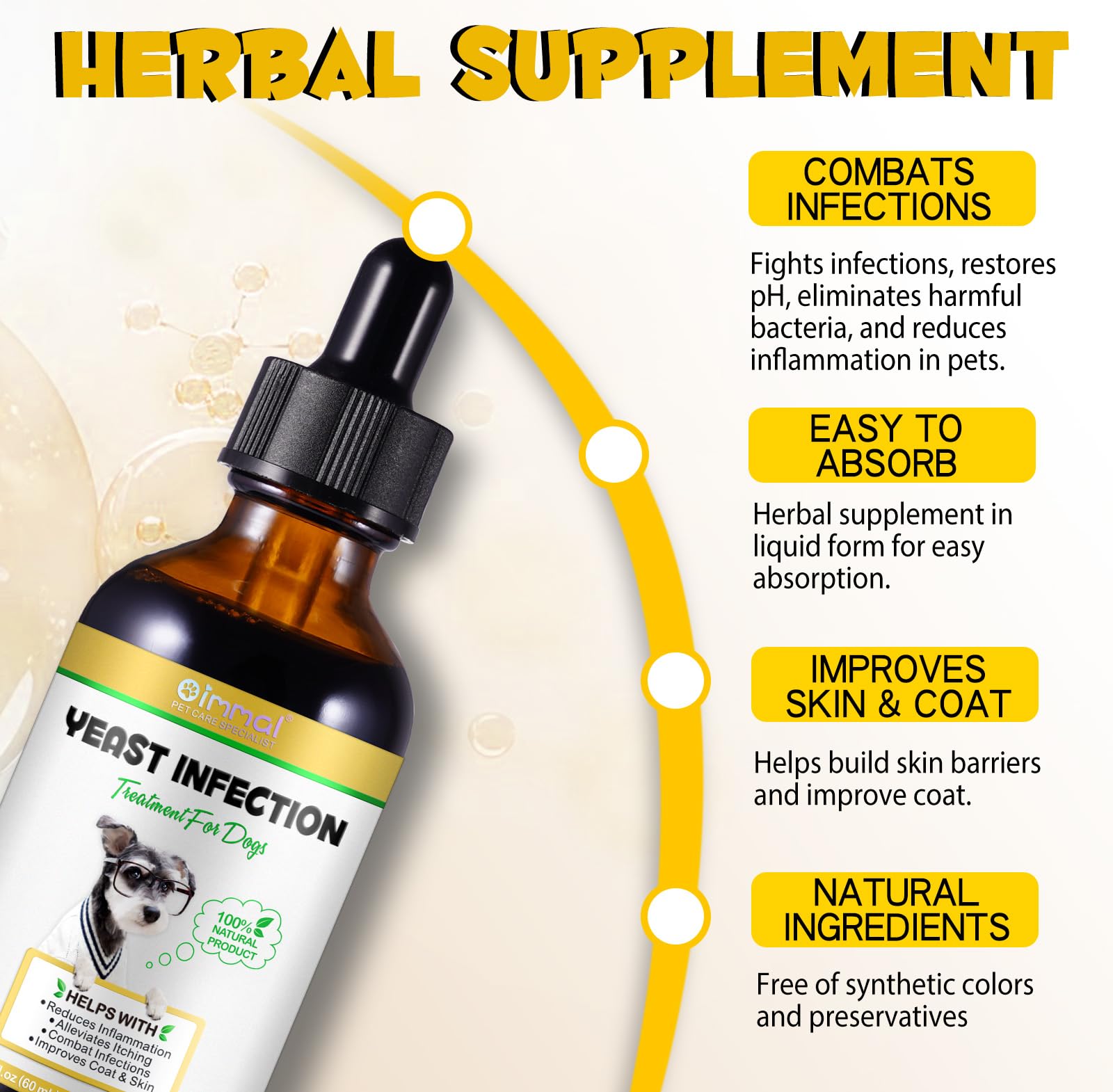 Yeast Infection Treatment for Dogs, Naturally Supports Dog Healthy Itch Relief, Ear Infection Treatment, Dogs Allergy Relief, In