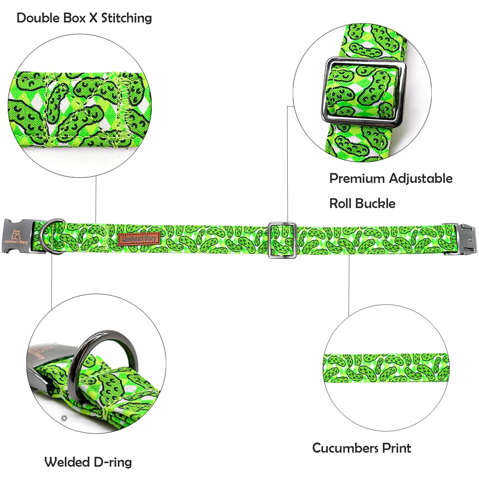Lionheart Green Dog Collar - Soft & Durable, Adjustable & Comfortable Gift Collar For Spring Or Fall
