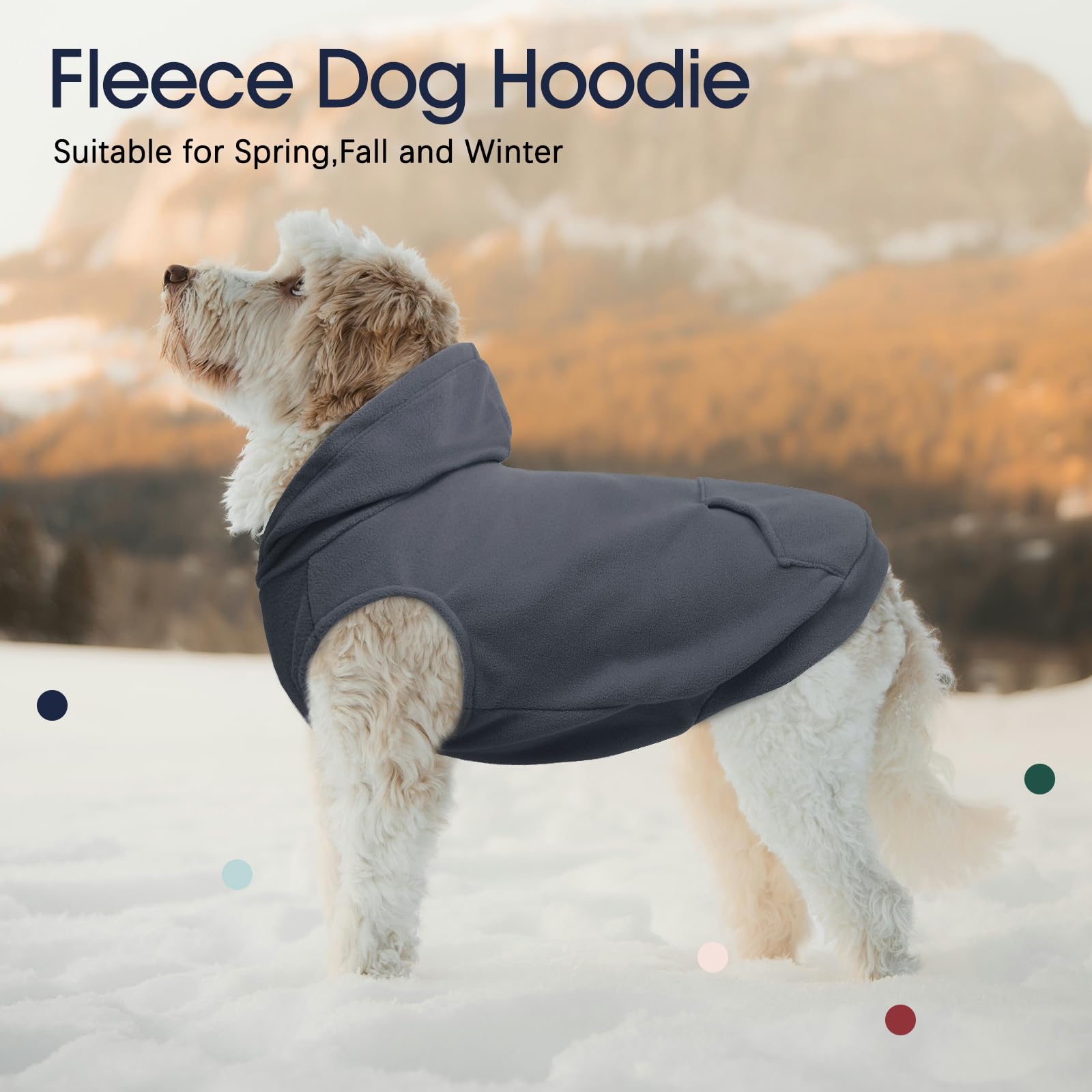 Iecoii Large Dog Sweatshirt, Hooded Fleece Vest With Leash Hole, Grey, 3Xl, Christmas Labrador Sweater