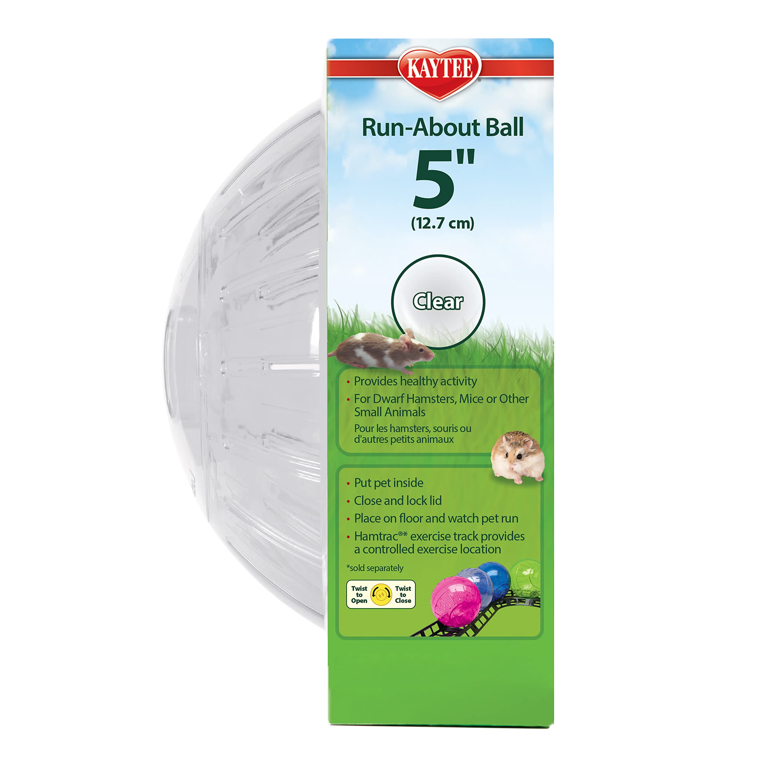 Kaytee 5" Clear Plastic Run-About Exercise Ball for Dwarf Hamsters & Mice - Model 100079348