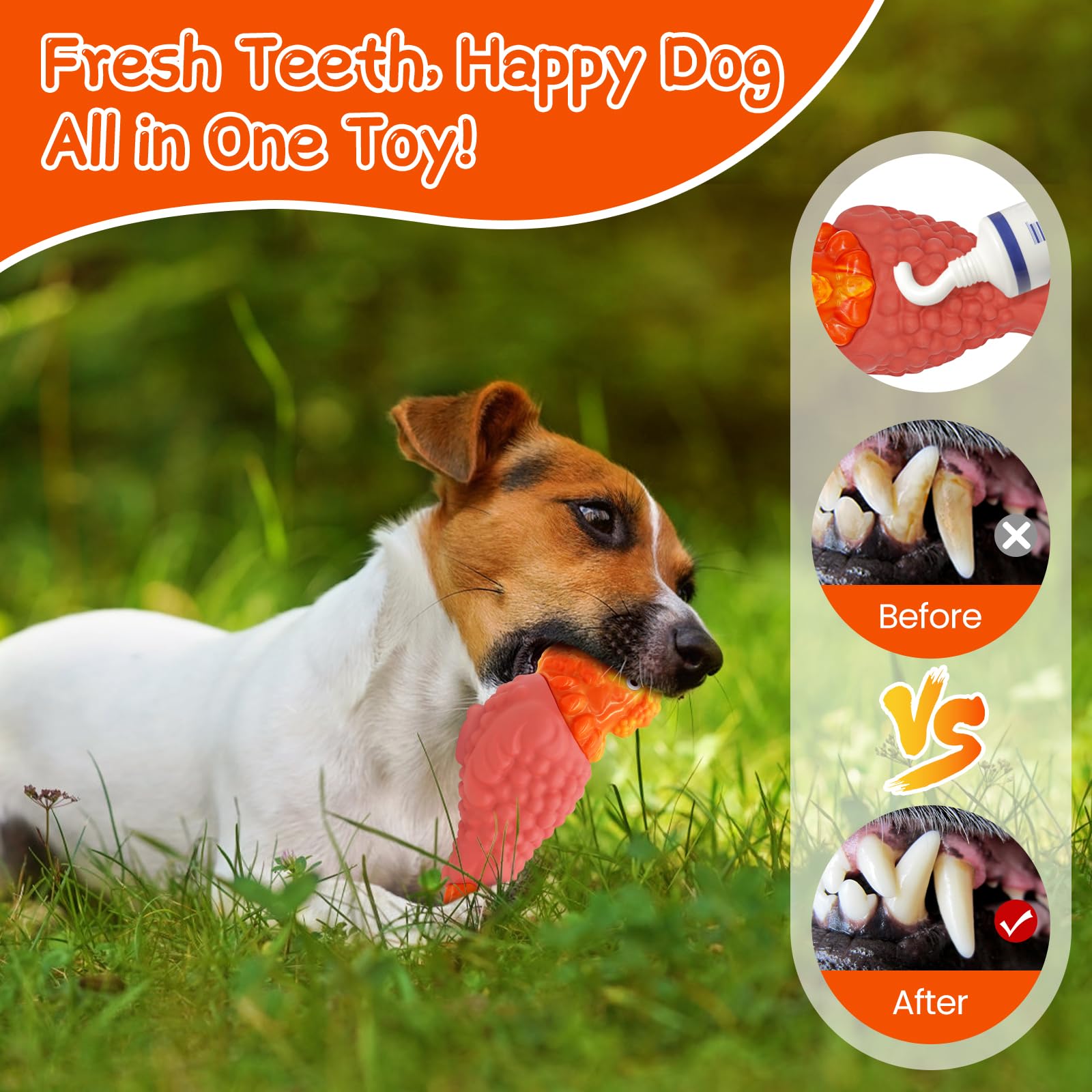 WinTour Tough Dog Toys for Aggressive Chewers, Durable and Indestructible Dog Toys to Keep Them Busy, Turkey Squeaky Chew Toys f