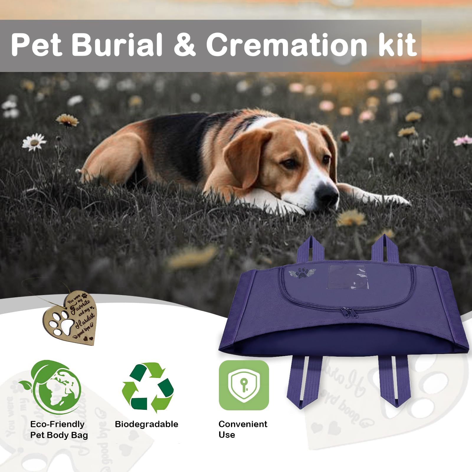 Lzhtime Pet Burial, Eco Friendly Pet Body Bag Suitable For All Kinds Of Pets Pet Casket For Burial And Cremation(Blue,S)