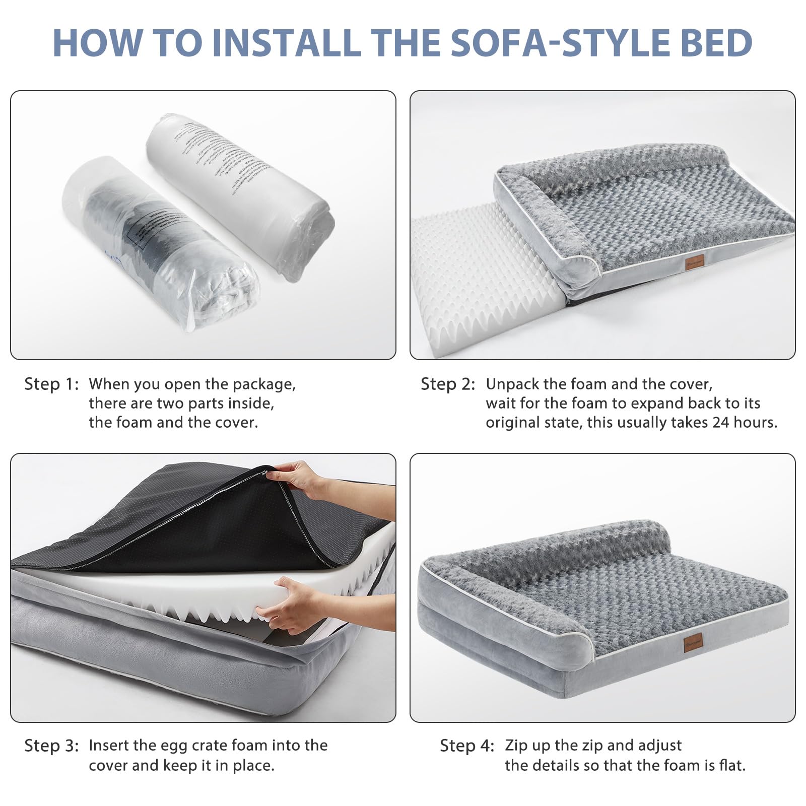 Bfpethome Orthopedic Dog Beds For Extra Large Dogs, Waterproof Sofa Xxl Pet Bed With Sides, Non-Slip Bottom And Egg-Crate Foam B