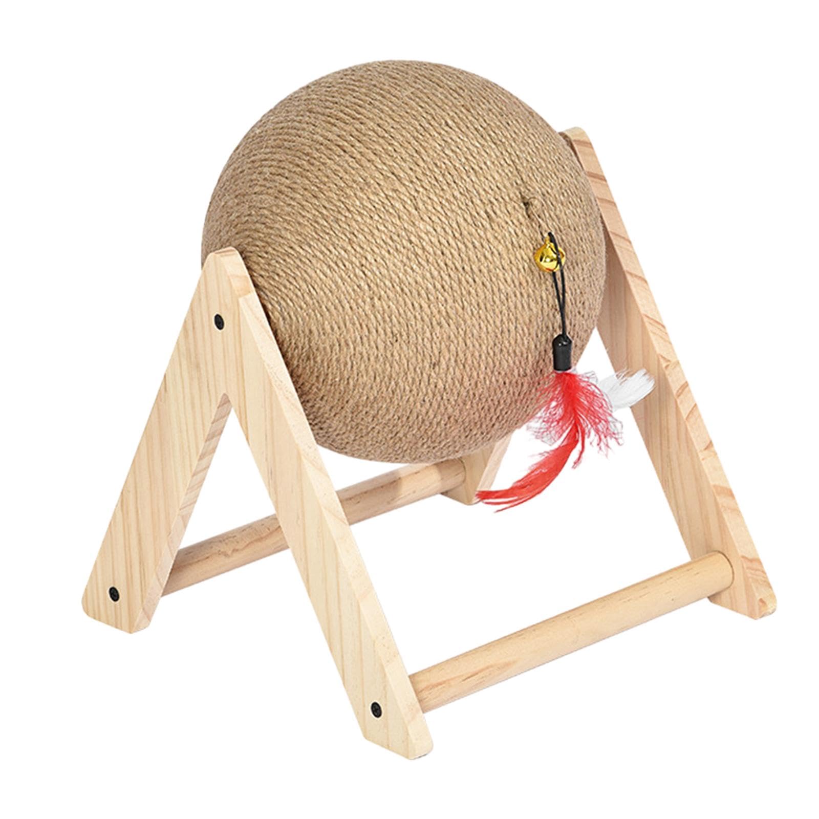 Saz Dekor Cat Scratching Ball Toy Wooden Stand Sturdy V Shaped For Indoor Kittens