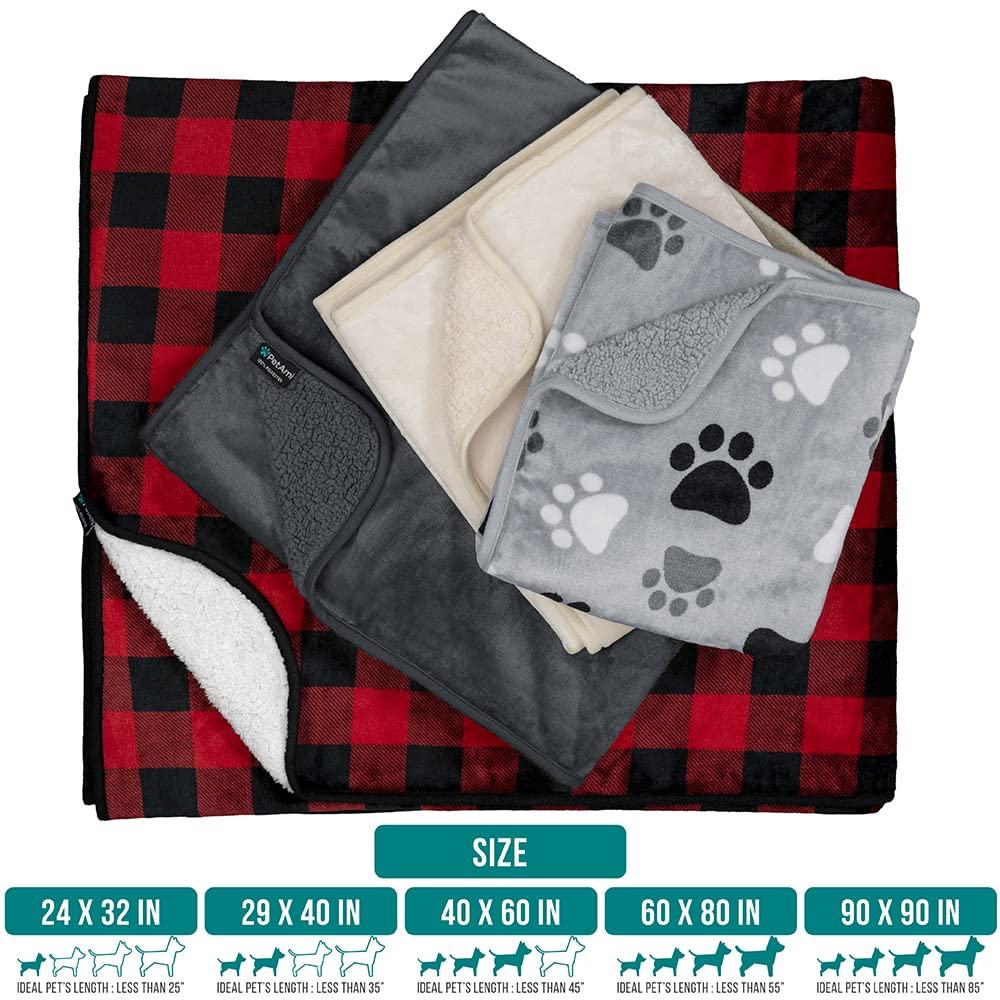 Petami Waterproof Dog Blanket For Small Medium Dogs, Pee Proof Pet Blanket Sherpa Fleece Couch Cover, Reversible Cat Throw Bed Sofa Protector, Soft Plush Washable Pad (Medium 29X40, Brown)