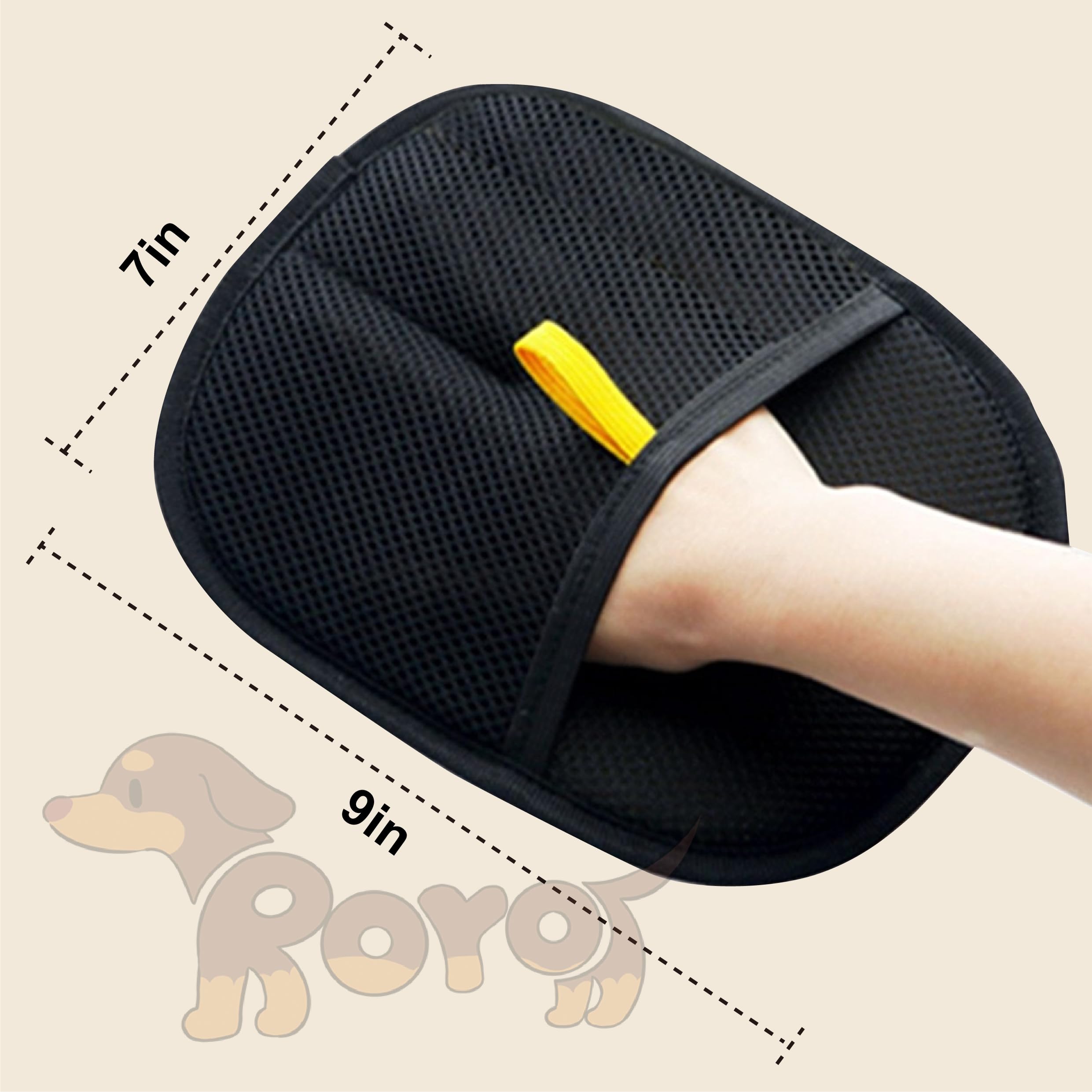 Rorodog 2-Pack Pet Hair Remover Brushing Gloves - Remove Fur from Clothing, Furniture, Car Seats, Bedding & Upholstery - Reusabl