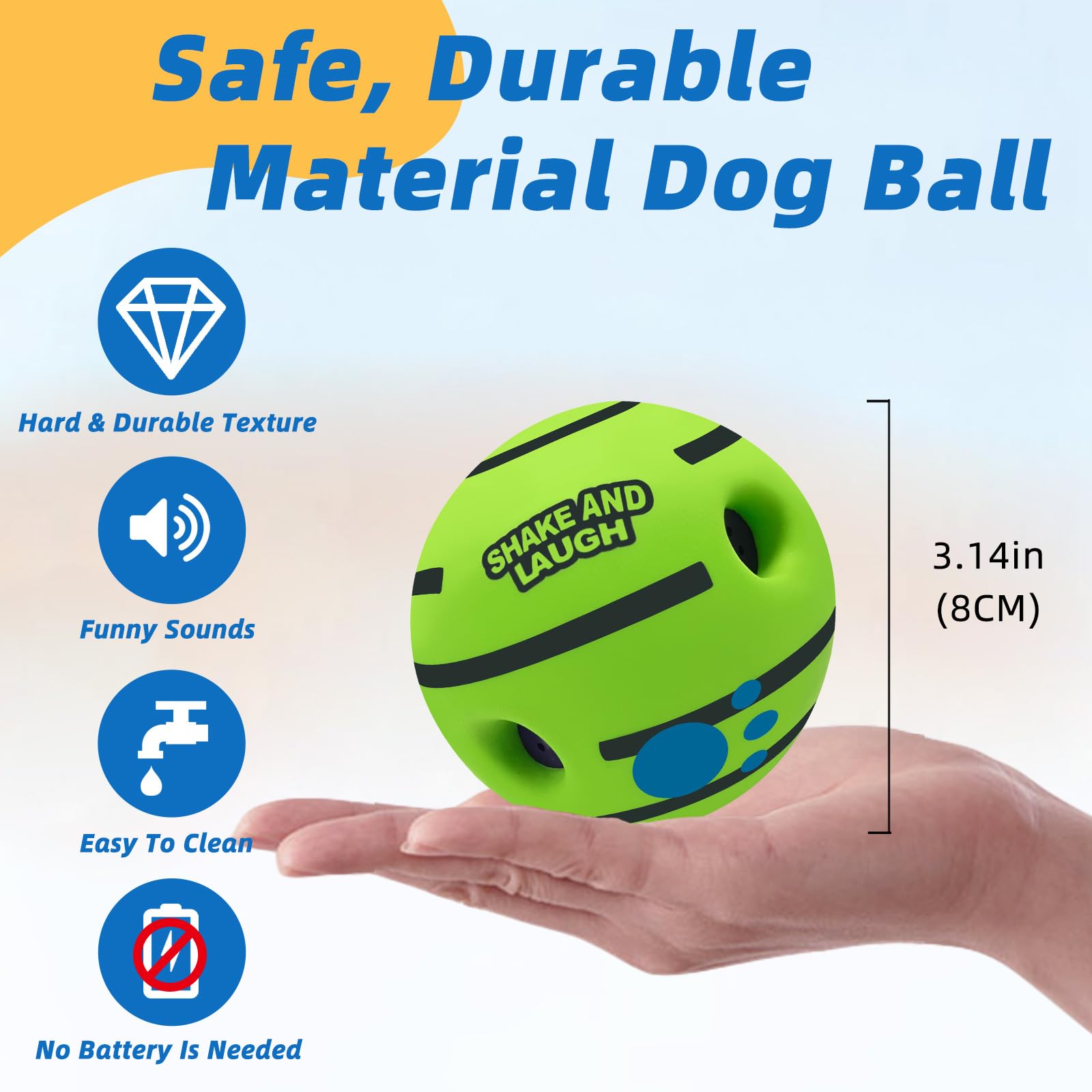 Shake And Laugh Dog Toys Ball, Interactive Dog Ball, Shaking With Gibbering Sound, For Training & Herding, S, 3.14 In (8 Cm)