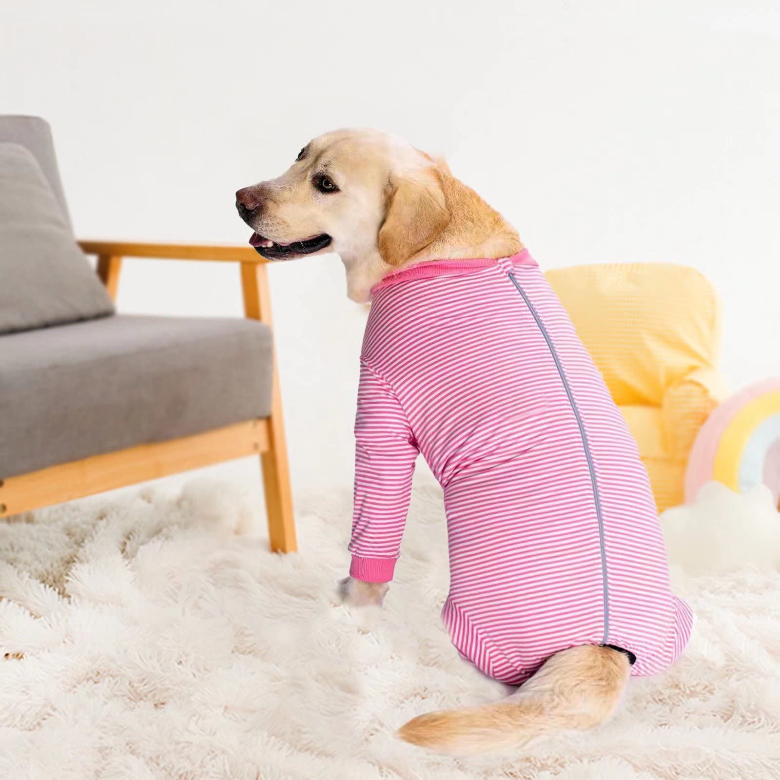 Yeapeeto Dog Onesie Surgery Recovery Suit for Large Medium Bodysuit Dogs Pajamas PJS Full Body for Shedding, Prevent Licking, Wo