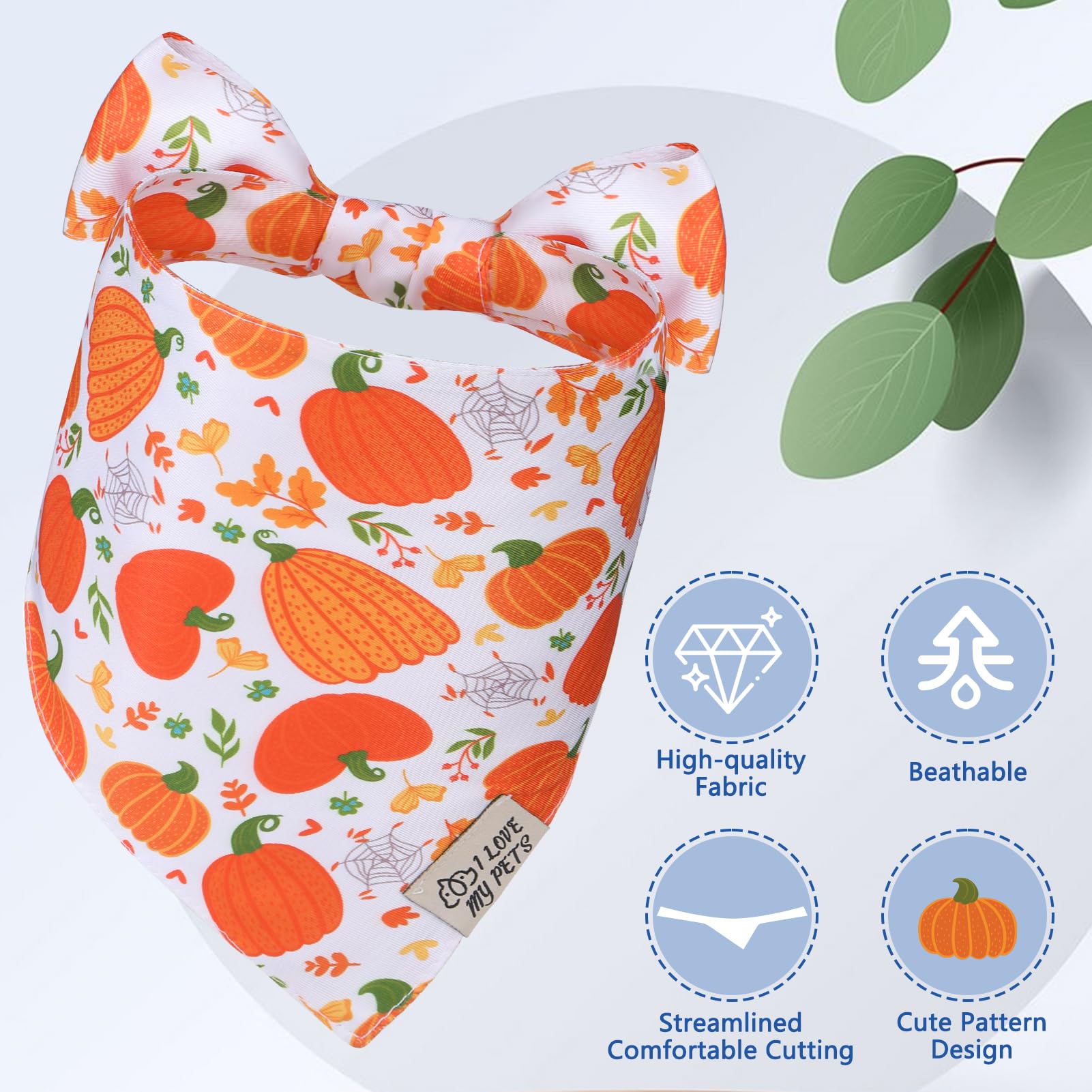 Scenereal Thanksgiving Dog Bandana, Fall Pumpkin Double Side Dog Scarf For Small Medium Large Dogs Cats Puppy,Holiday Bandanas F