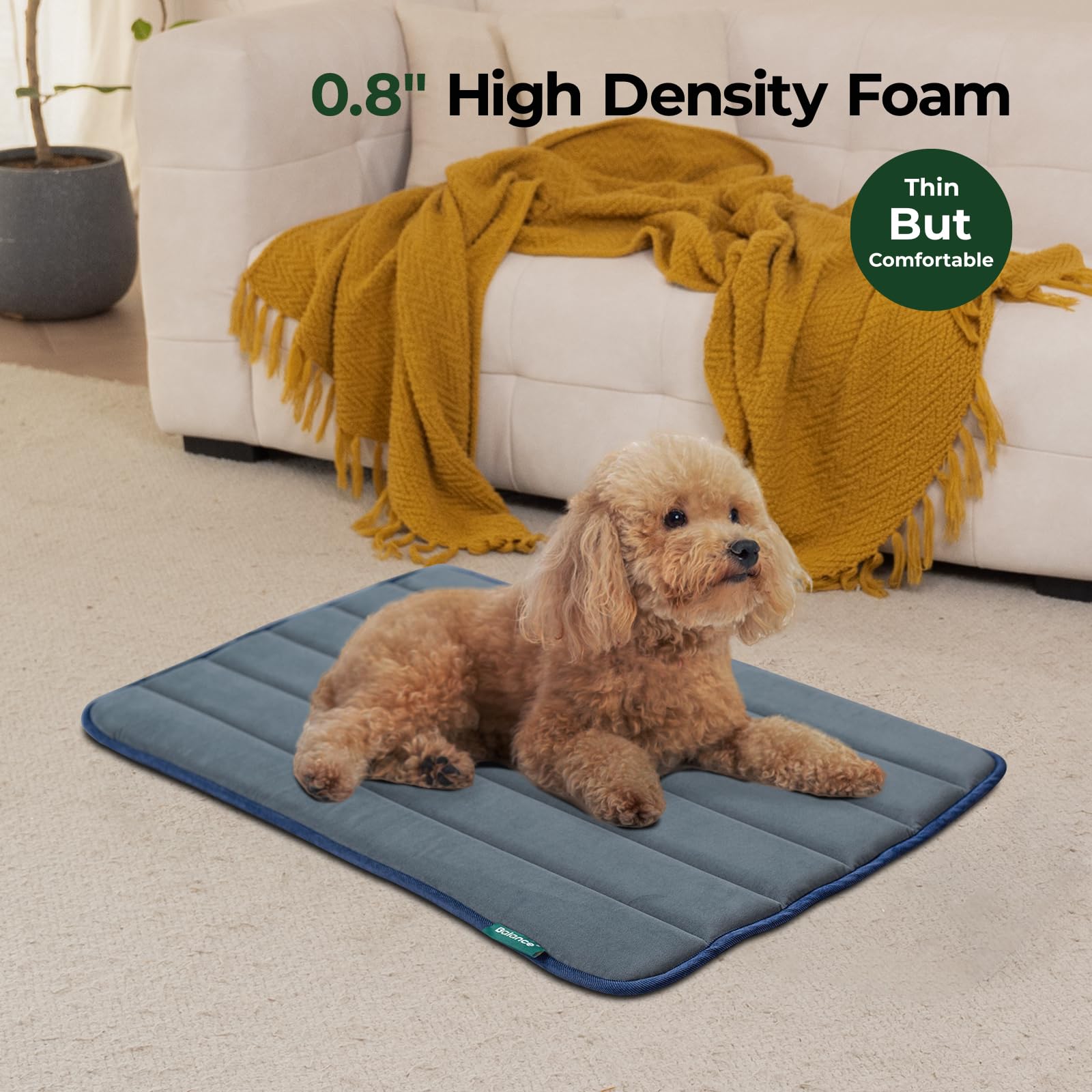BALANCE Dog Crate Pad, Dog Foam Crate Mat Kennel Pad, Washable Water-Resistant Pet Bed Flat Dogs Cage Mat for Medium Dogs, 2 Pac