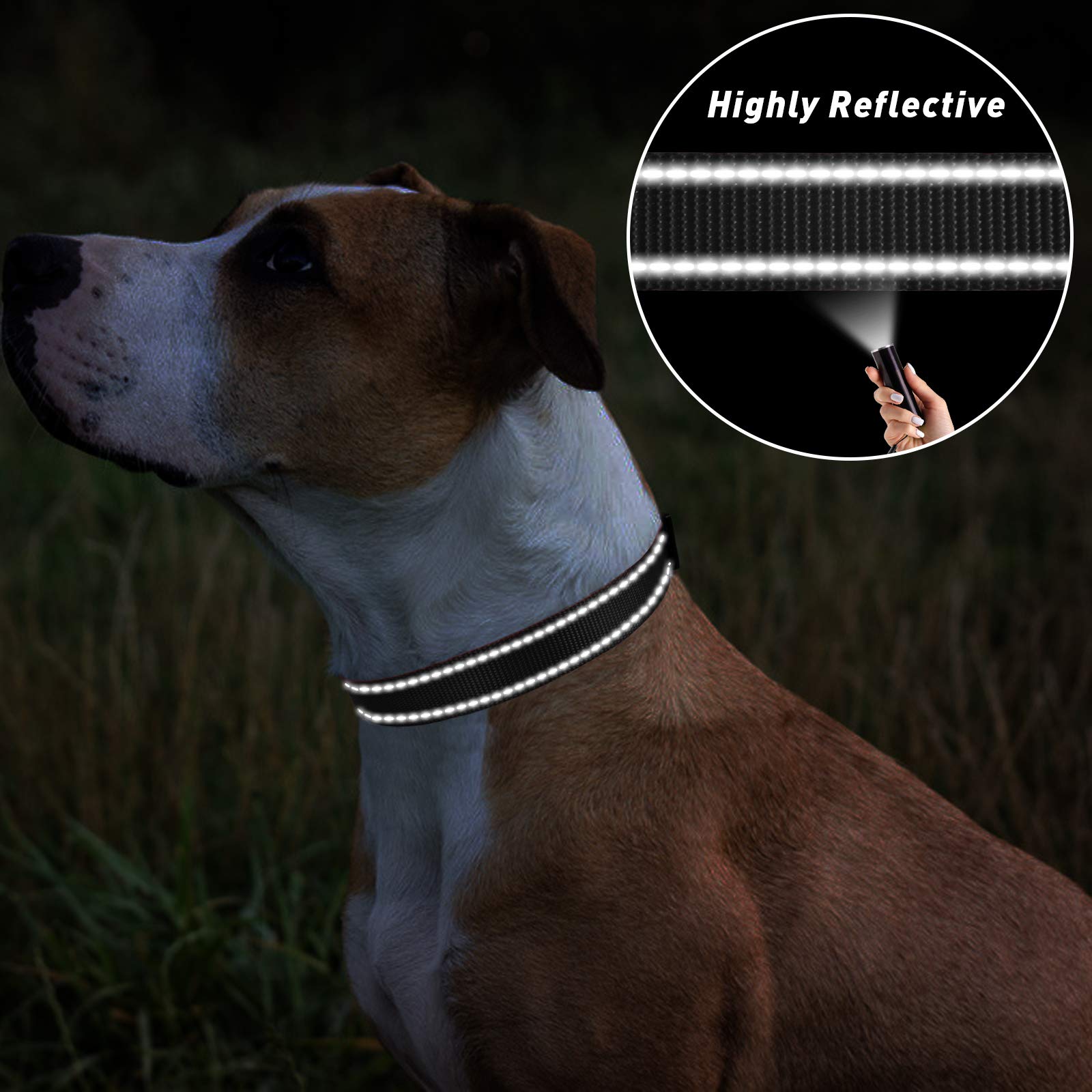 Tagme Reflective Nylon Dog Collars, Adjustable Classic Dog Collar With Quick Release Buckle For Extra Large Dogs, Black, 1¼' Width
