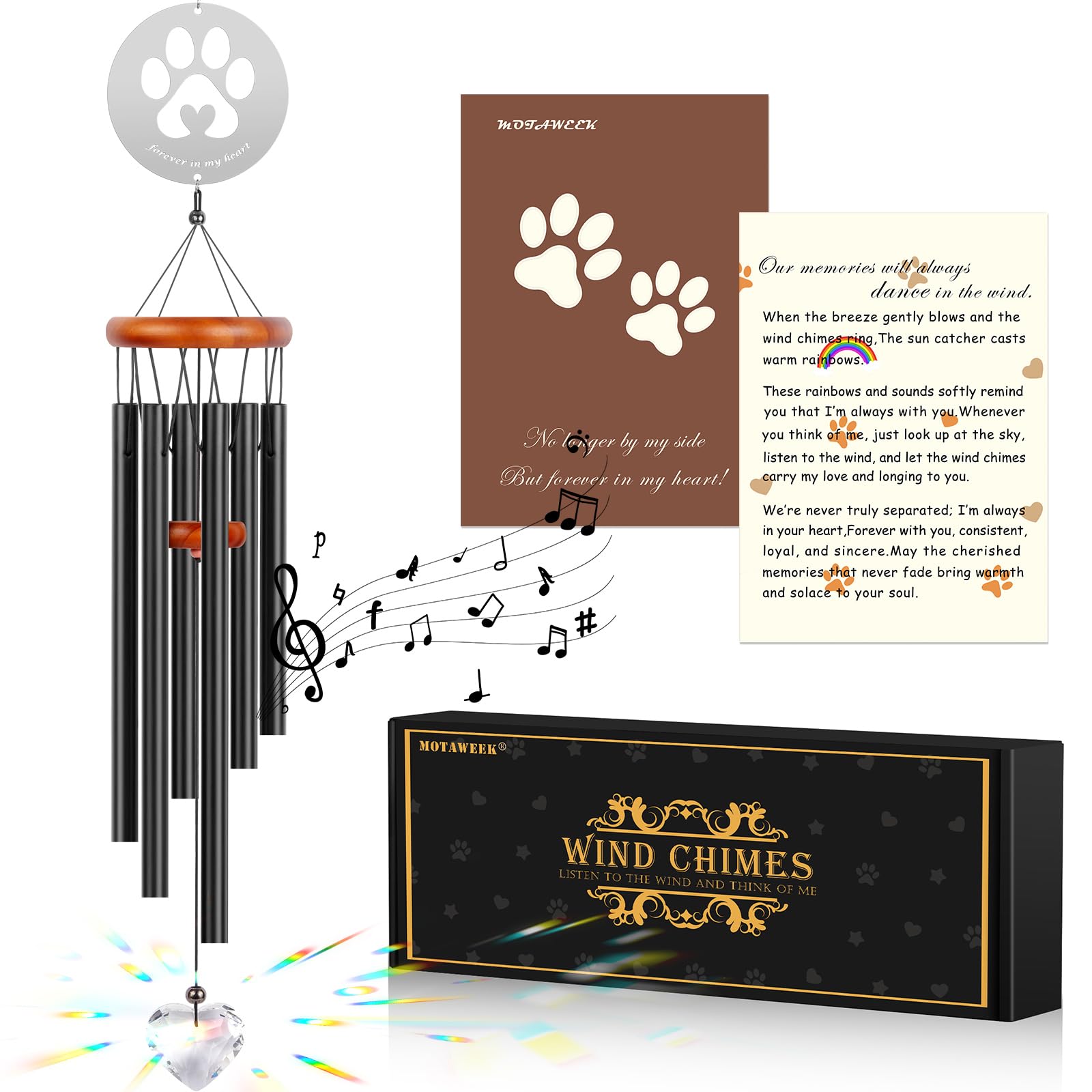 Motaweek Dog Memorial Gifts For Loss Of Dog, Pet Memorial Suncatcher Wind Chime, Loss Of Pet Sympathy Gift, Remembrance Gift In 