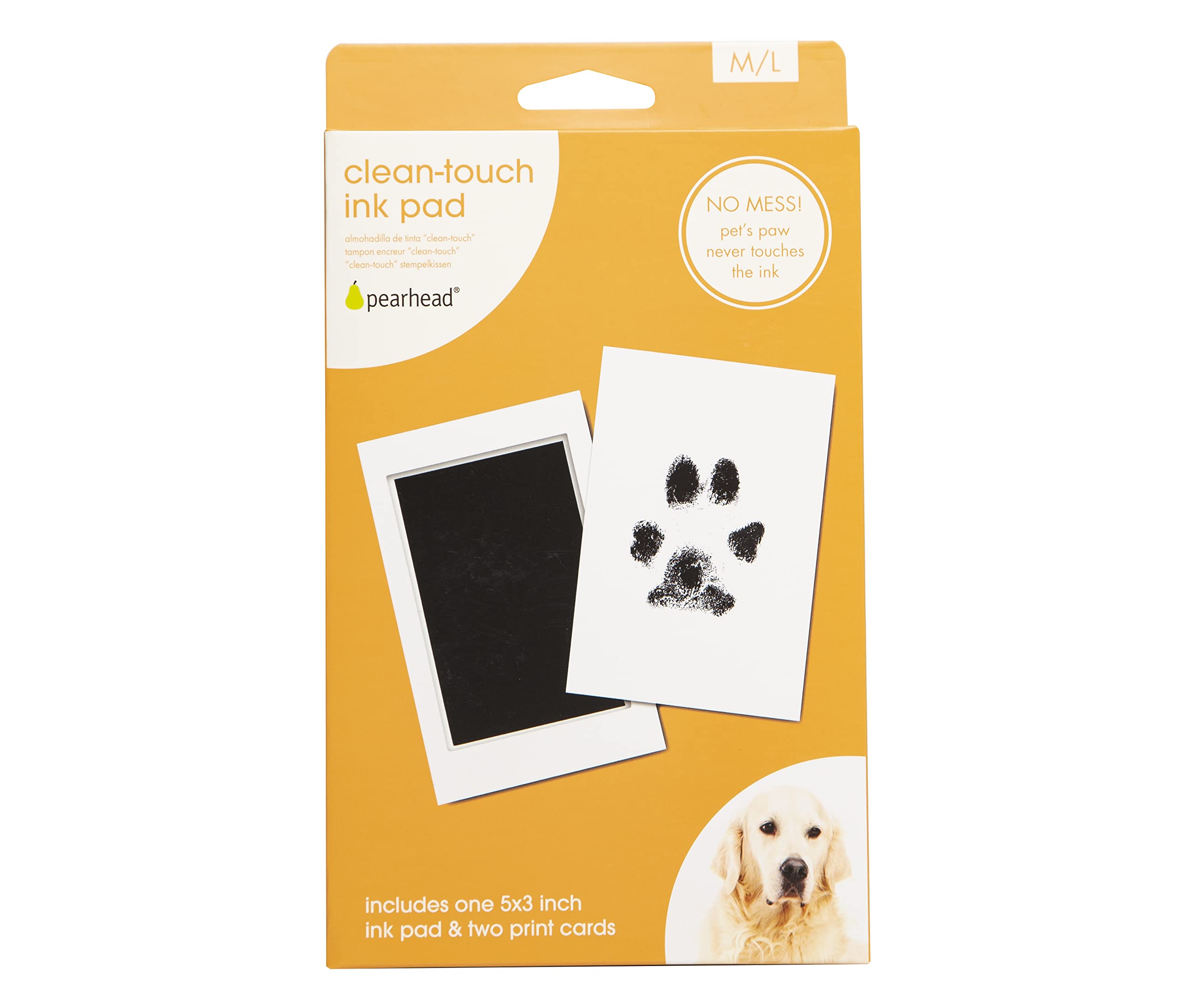 Pearhead Pet Clean-Touch Ink Pad, Medium/Large, Black Ink Pad For Cats Or Dogs, Pet Owner, Pet Owner Must Have Item, Pet Memory Keepsake, For Medium To Large Pets