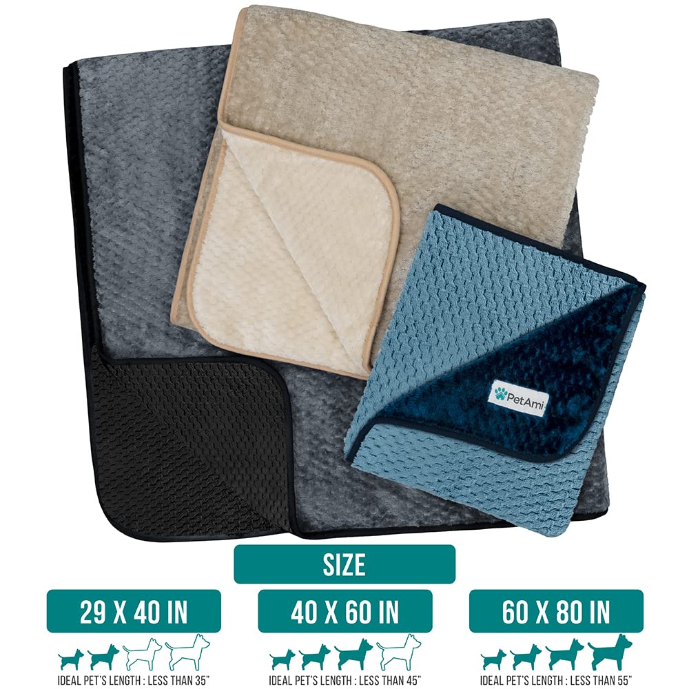 Petami Waterproof Dog Blanket, Leakproof Xl Pet Blanket For Large Dogs, Furniture Sofa Couch Cover Protector, Fleece Cat Throw Bed Crate Kennel, Reversible Washable Soft Plush, Twin 60X80 Taupe Beige