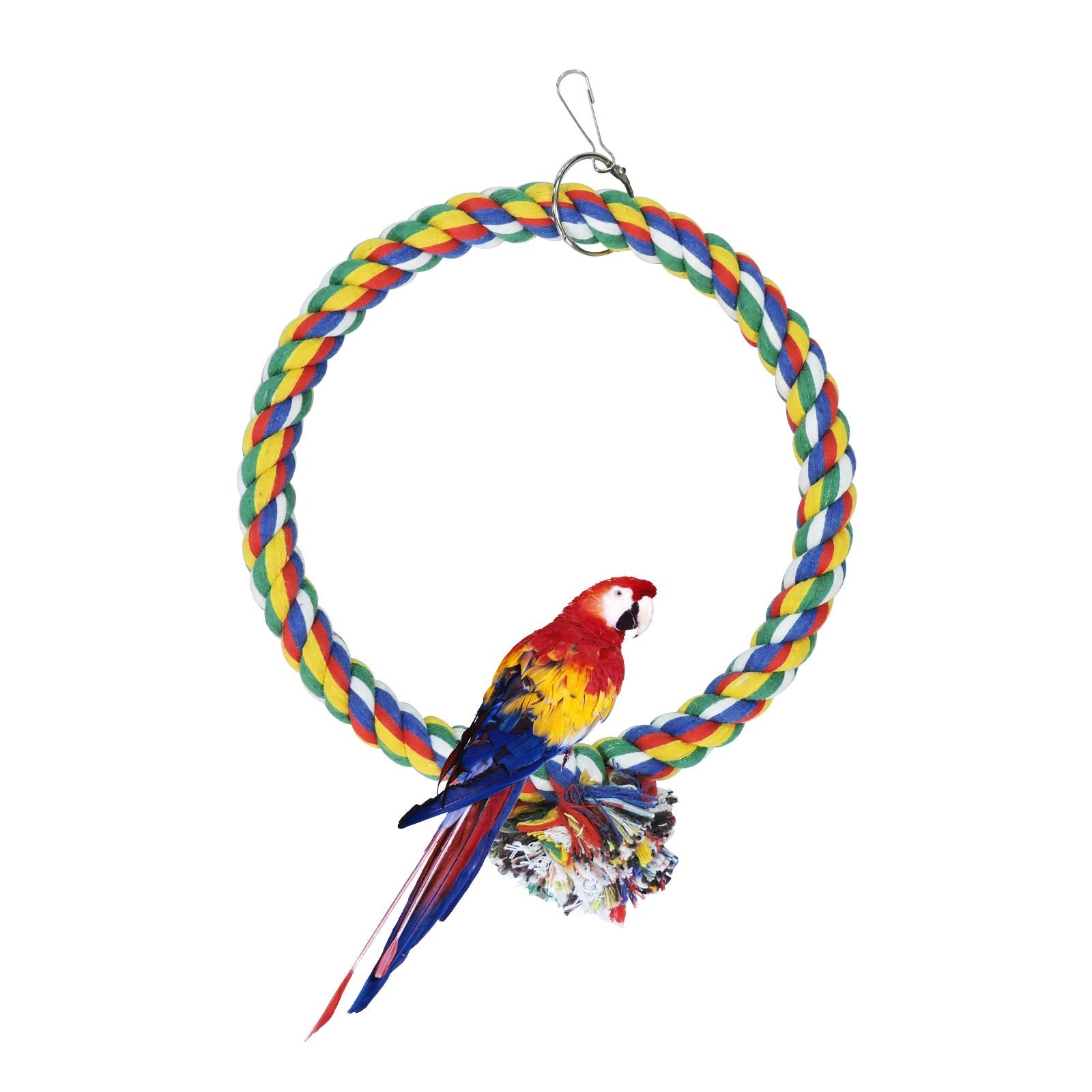 Wishlotus Bird Swing, Cage Hanging Toys Cotton Rope Swing Bite Resistance Perches Toy Parrot Toy Boredom Breaker For Budgie, Cockatiels, Conures, Finches, Small Parakeets (18Cm)