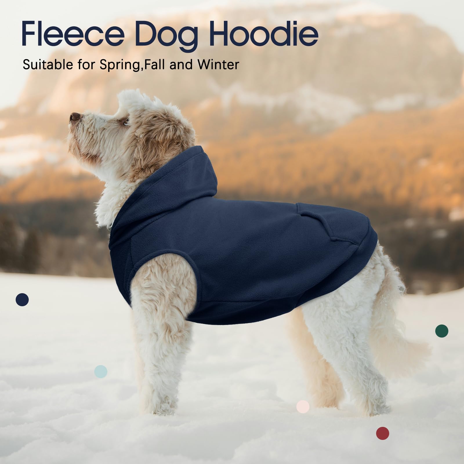 Iecoii Warm Dog Hoodie For Large Dogs,Dog Hoodie Fleece Vest With Leash Hole And Pocket,Cold Weather Hoodie For Dog Girl Boy,Ext