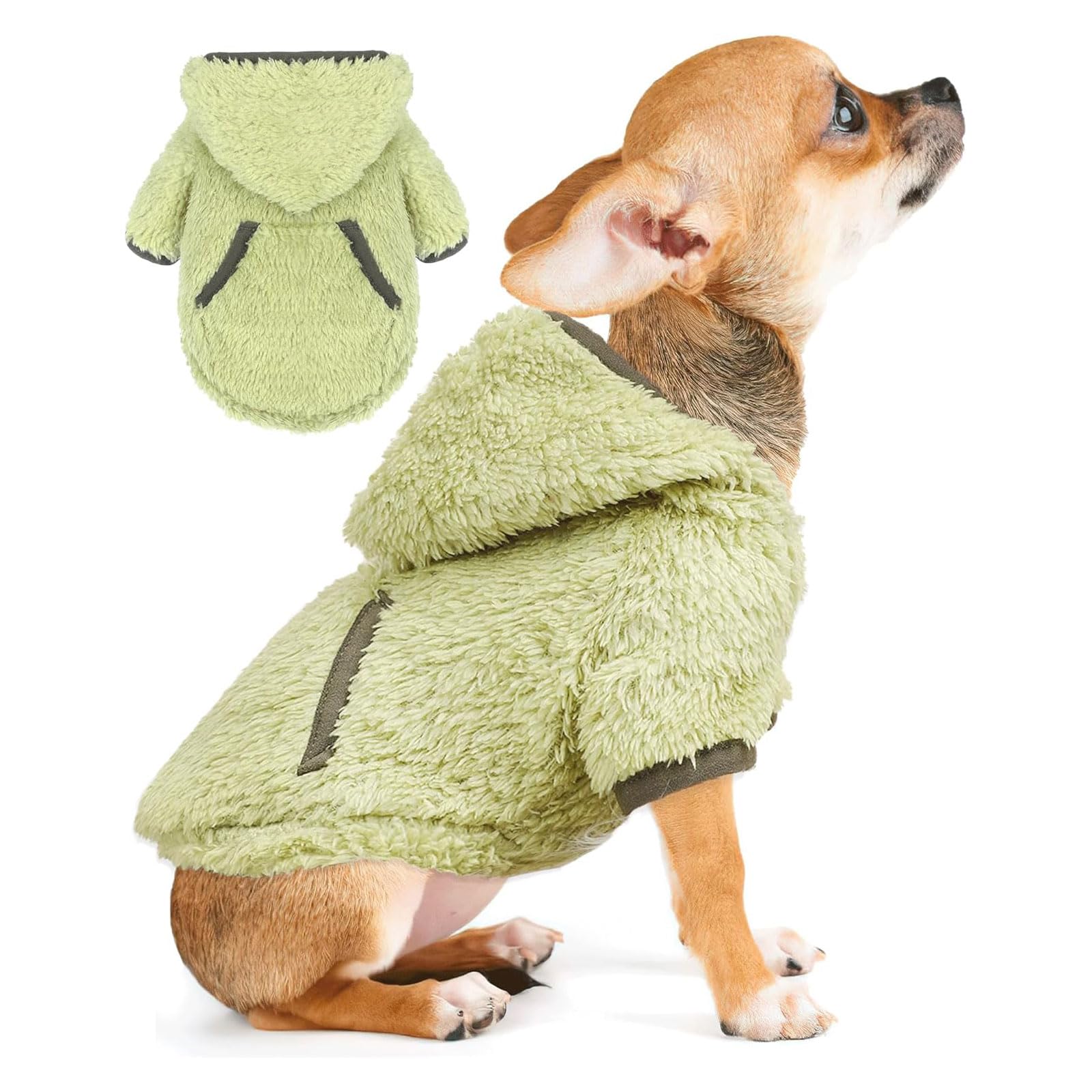 Small Dog Sweater Fleece Dog Hoodie Girl Boy Winter Warm Puppy Clothes Chihuahua Teacup Yorkie Soft Stretchy Tiny Outfits Cat Sw