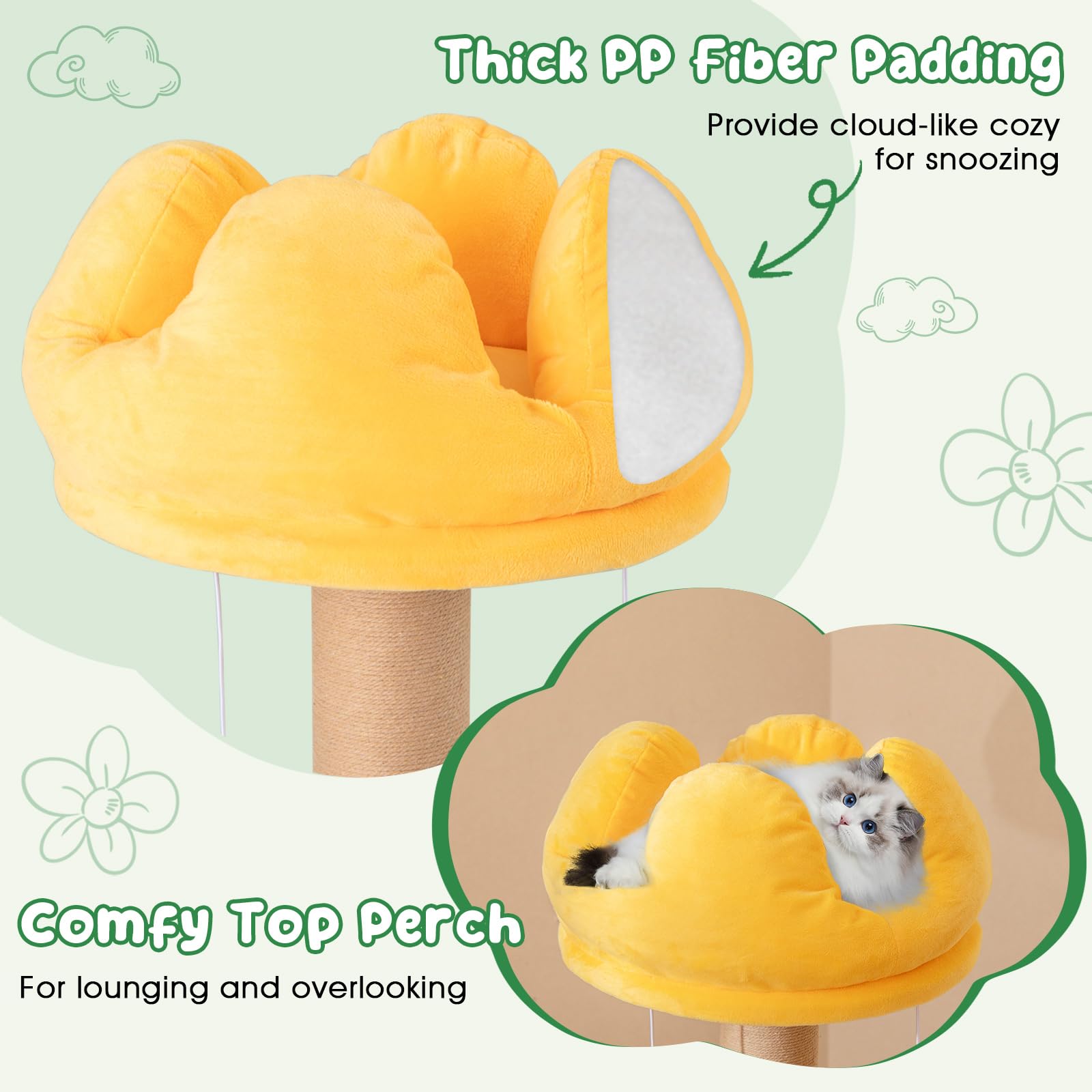 Tangkula Fruit Cat Tree, Multi-Level Cute Cat Tower with Scratching Posts, Padded Top Perch, Strawberry Dangling Balls, Watermel
