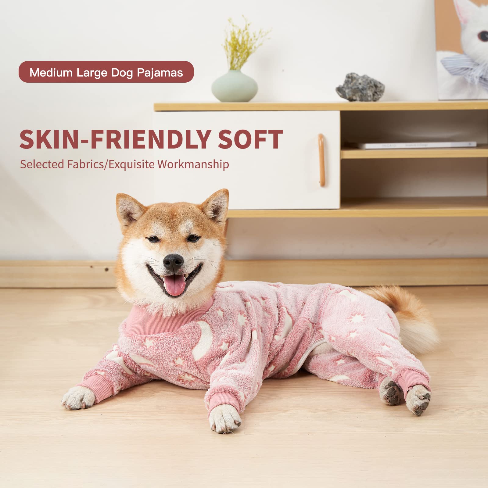 Winter Pajamas For Dogs Anti Hair Shedding Suit Dog Jumpsuit Prevnet Shedding Hair Glow In The Dark (Pink, Xxl)