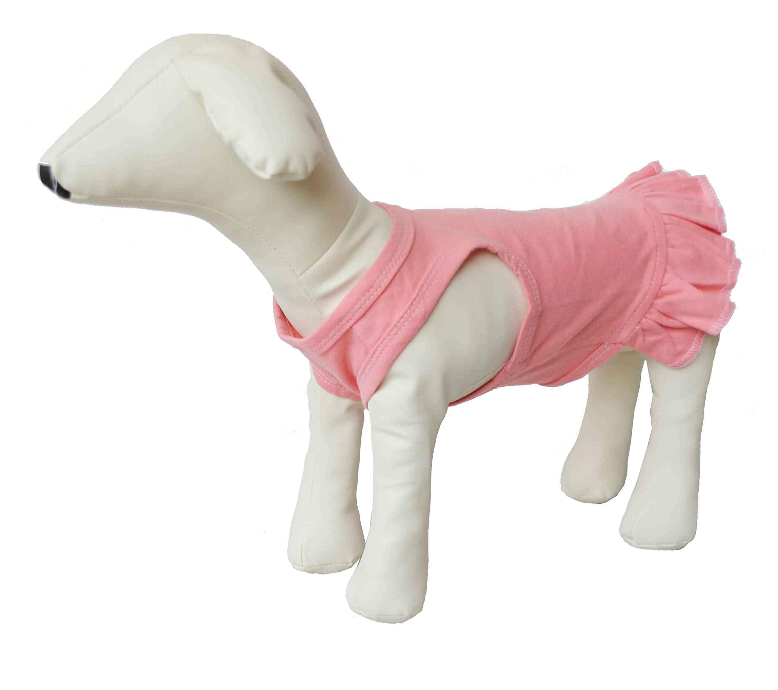 Lovelonglong 2019 Dog Dress Sports Tee-Dresses Tanks Top For Miniature Small Size Female Dogs 100% Cotton M Lotuspink