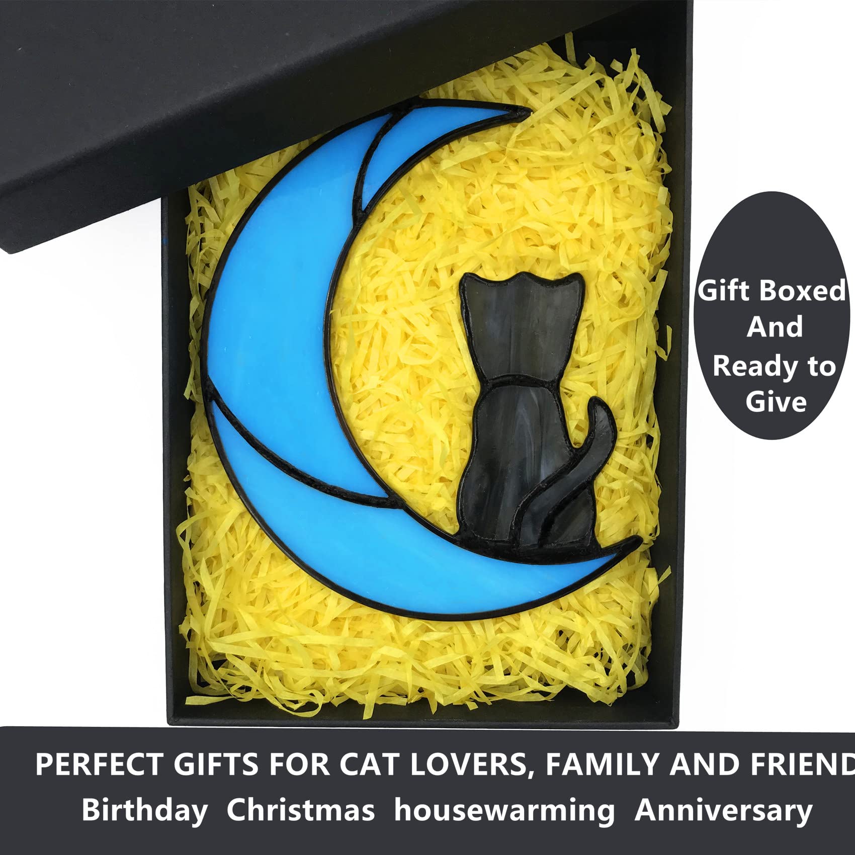 Lcensp Orange Cat Memorial Gifts For Loss Of Cat Mom Sympathy Bereavement, Rainbow Bridge Pet Memorial Gifts Stained Glass Windo