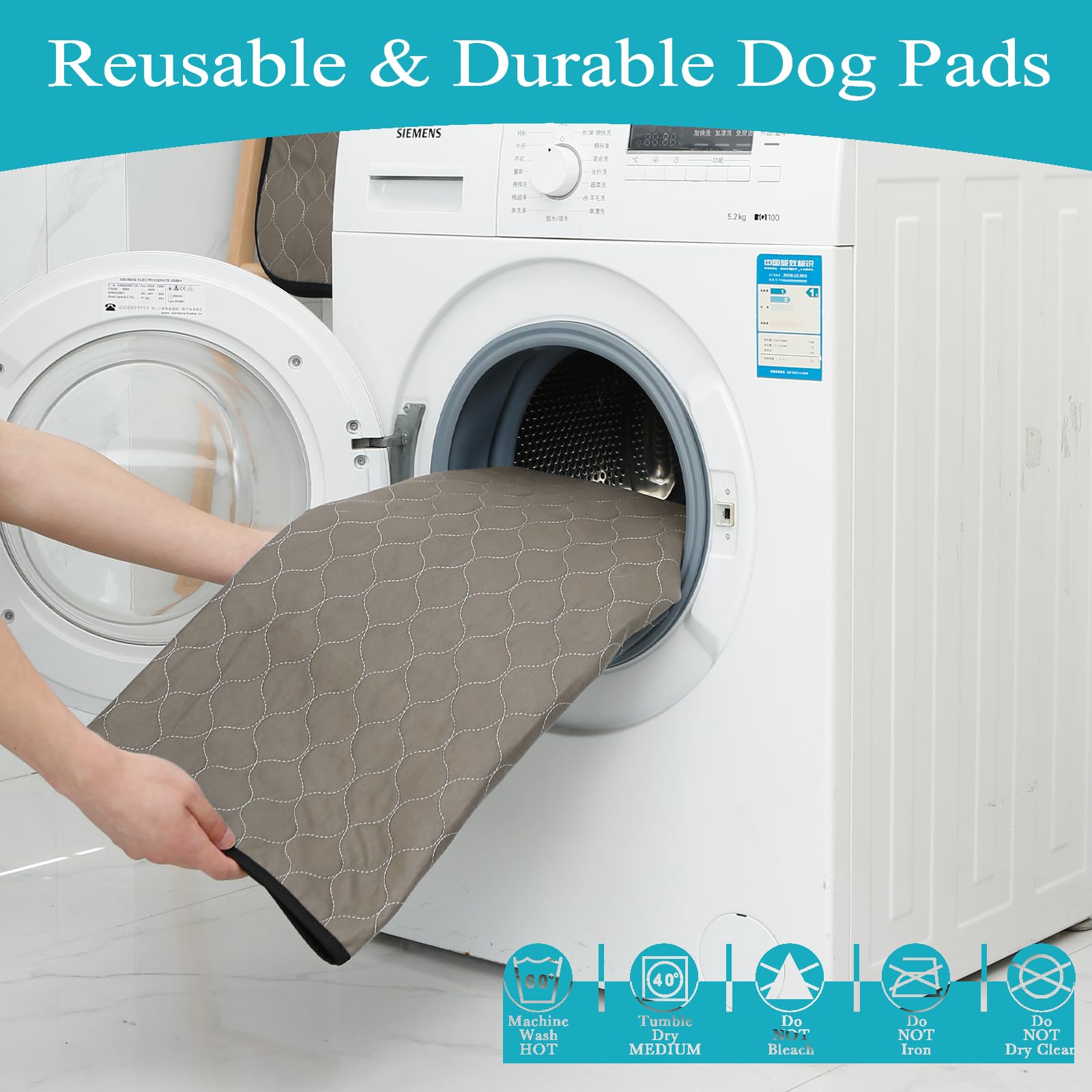 Bunlitent Washable Pee Pads For Dogs 72'' X 72'', 2 Pack, Reusable Puppy Pads, Dog Training Pads With Quick Dry, Large Anti-Slip