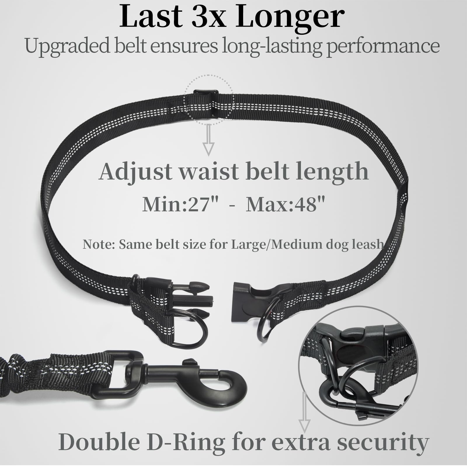 iYoShop Hands Free Dog Leash with Zipper Pouch, Dual Padded Handles and Durable Bungee for Walking, Jogging and Running Your Dog