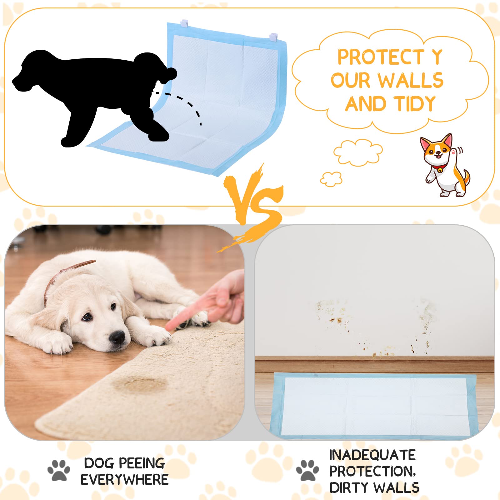 Yalikop 12 Pcs Dog Potty Training Pad Holder - Transparent Adhesive Clips, White