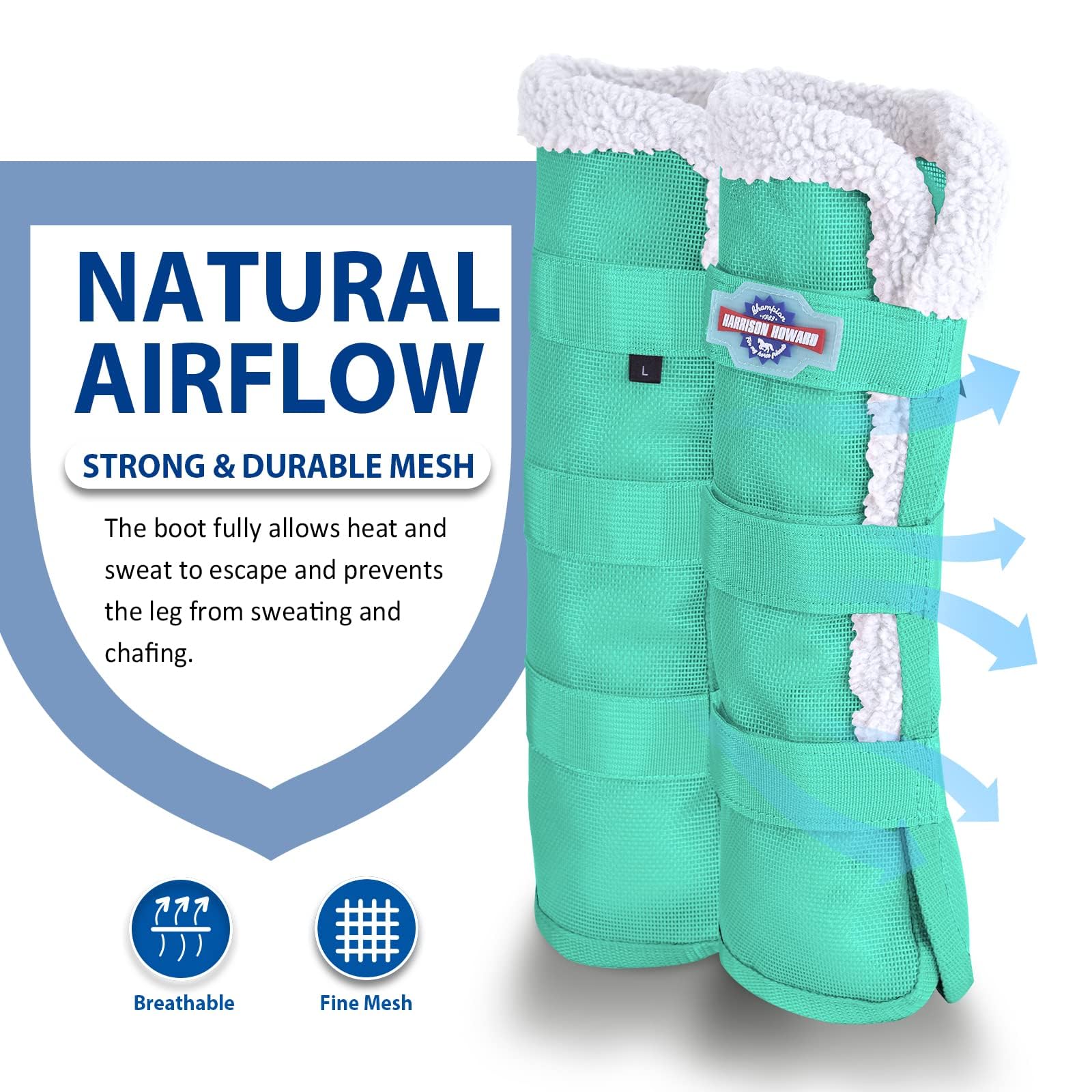 Harrison Howard Horse Fly Boots with Fleece Trim Long-Lasting Breathable Cool Mesh Adjustable Closure