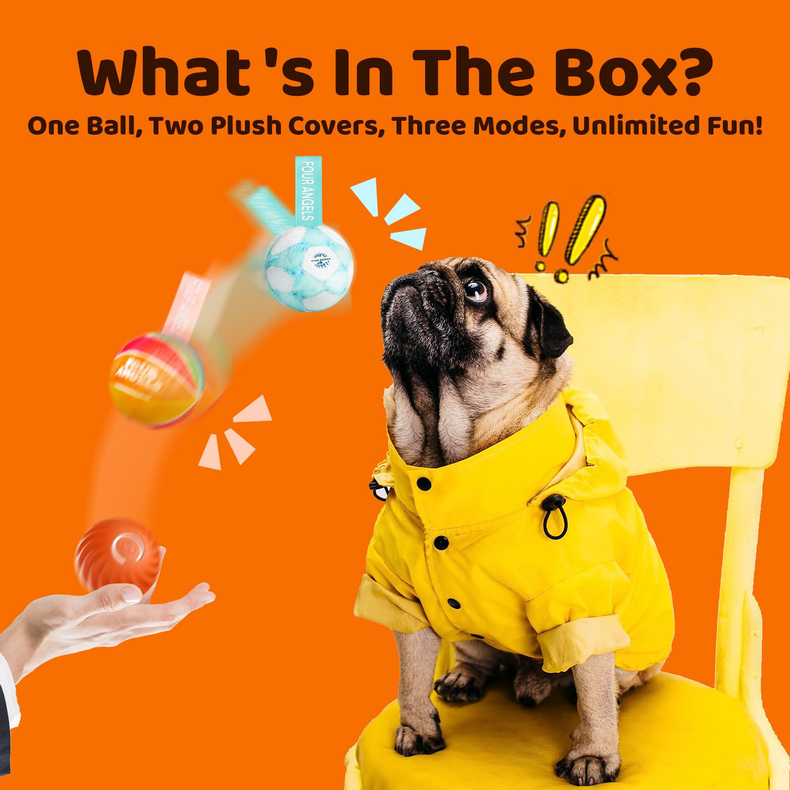 Four Angels Smart Jumping Ball For Dogs - Automatic Moving & Vibrating Interactive Roller, Fun Bounce And Shaky Play For Indoor/