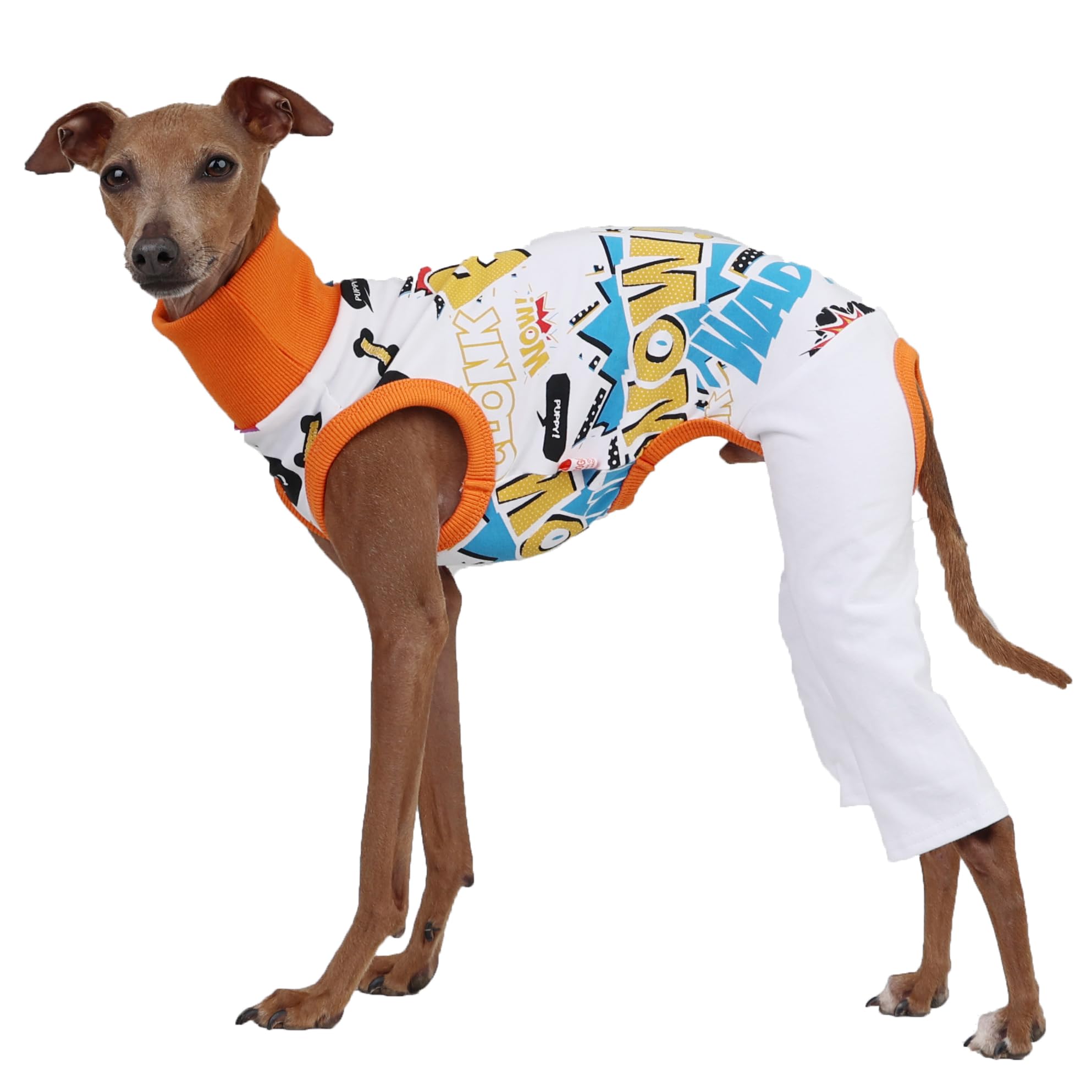 D Doggy Star Italian Greyhound Clothes Stretchable Bow Sleeveless Onesie Whippet For Dog (2Xl,Onesie Bow White)
