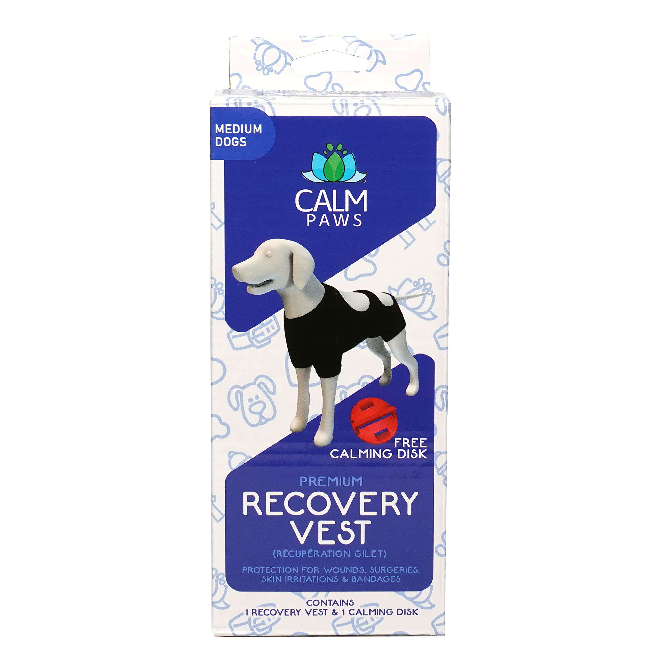 Calming Recovery Vest With Dog Calming Disc (Medium) Black