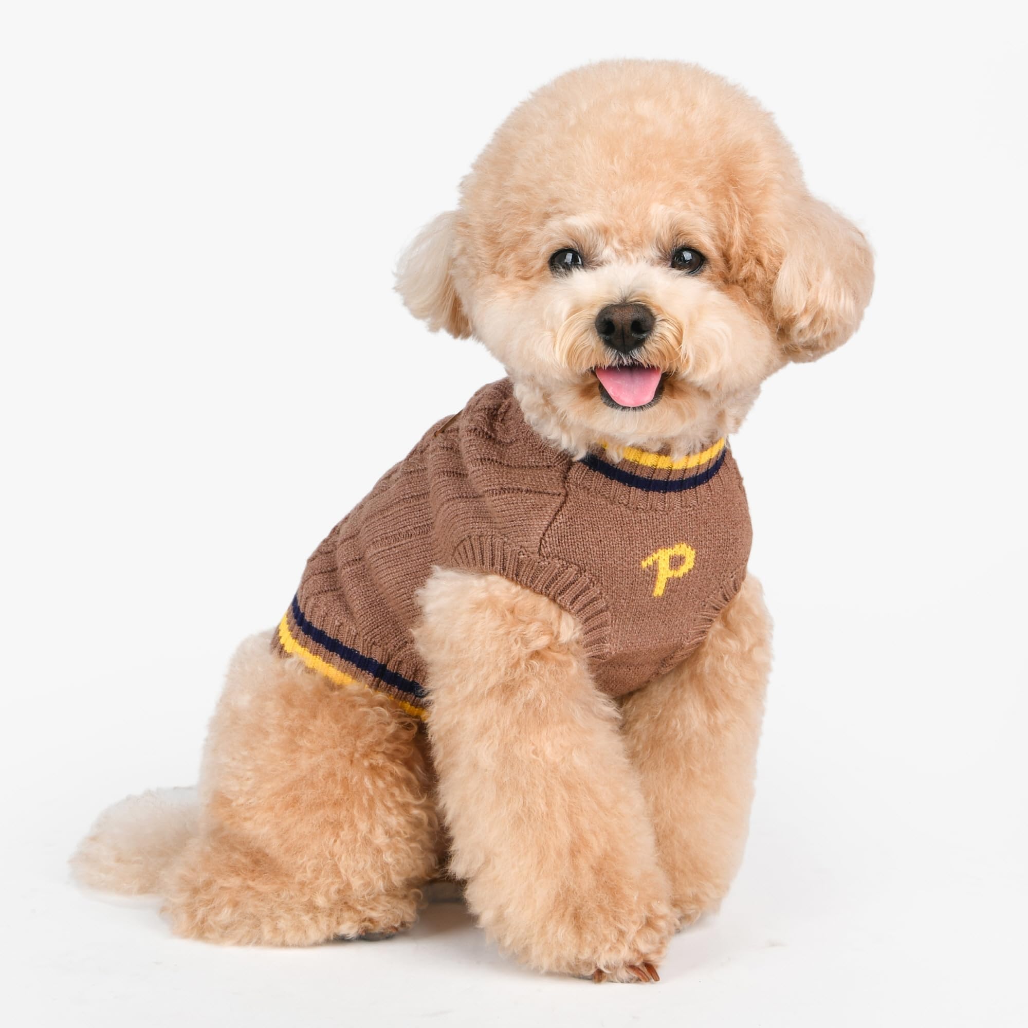 Puppia Joise Dog Knit Sweater Winter Season For Small And Medium Dogs, Brown, Large