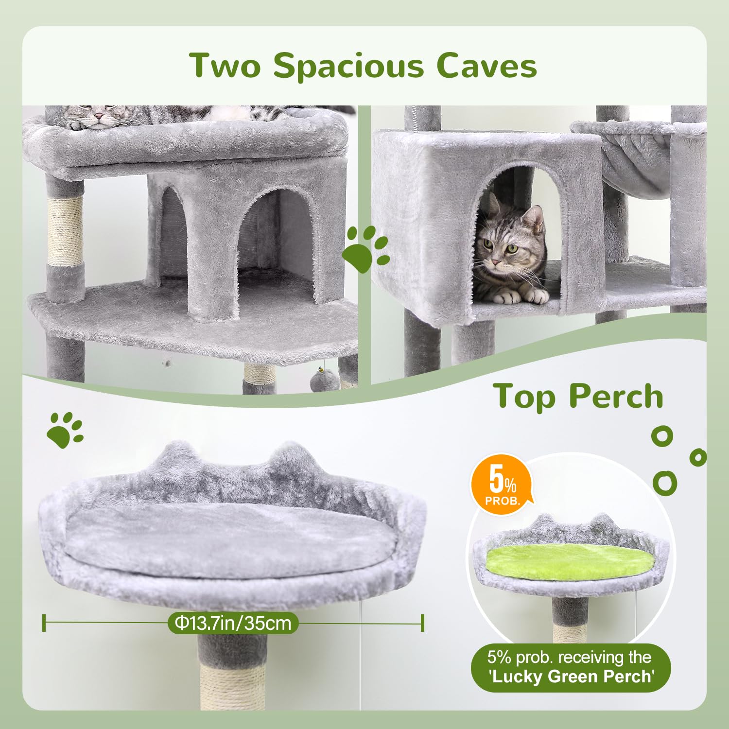 Globlazer S72 Heavy Duty Cat Trees For Large Cats, Sturdy 72In Maine Coon Cat Tree For Large Cats 20 Lbs+ Heavy Duty Cat Tower F