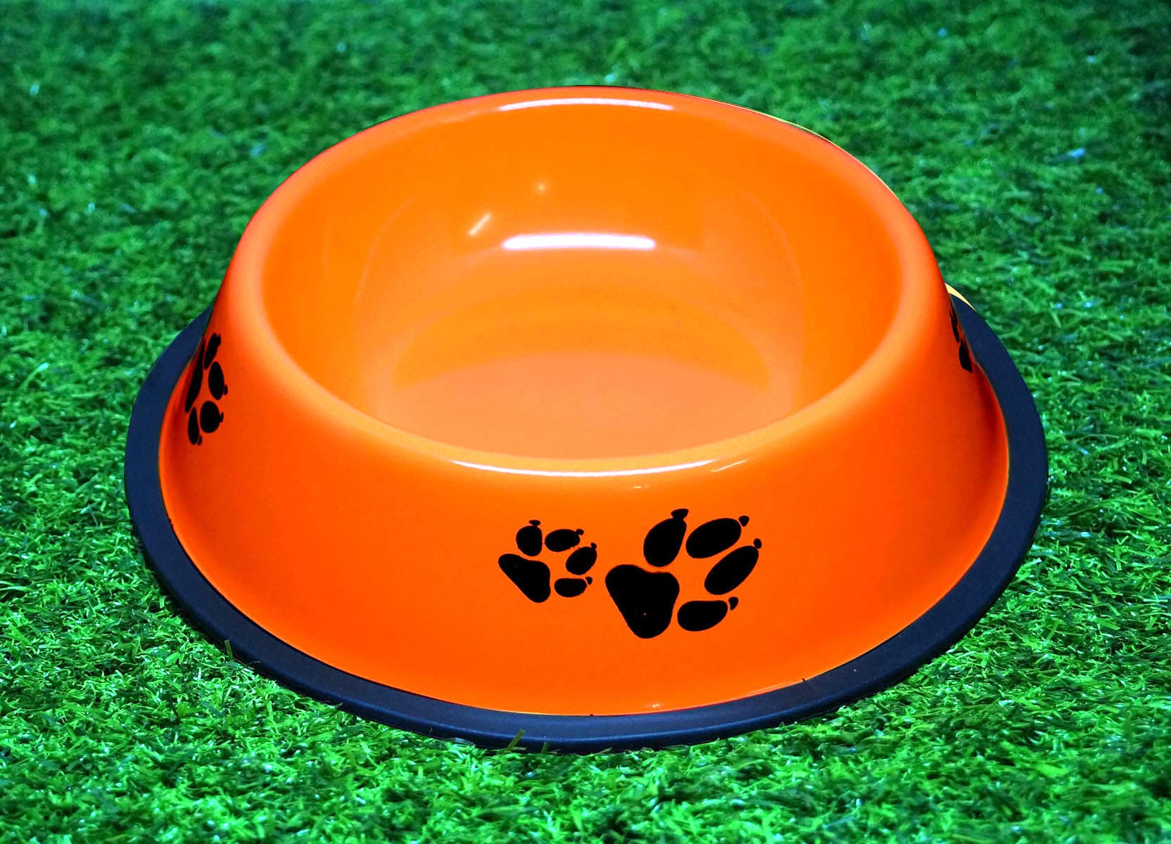 Pindia 1 Piece Stainless Steel Antiskid Pet/Dog Feeding Bowl For Water & Food  22 Cm, Orange
