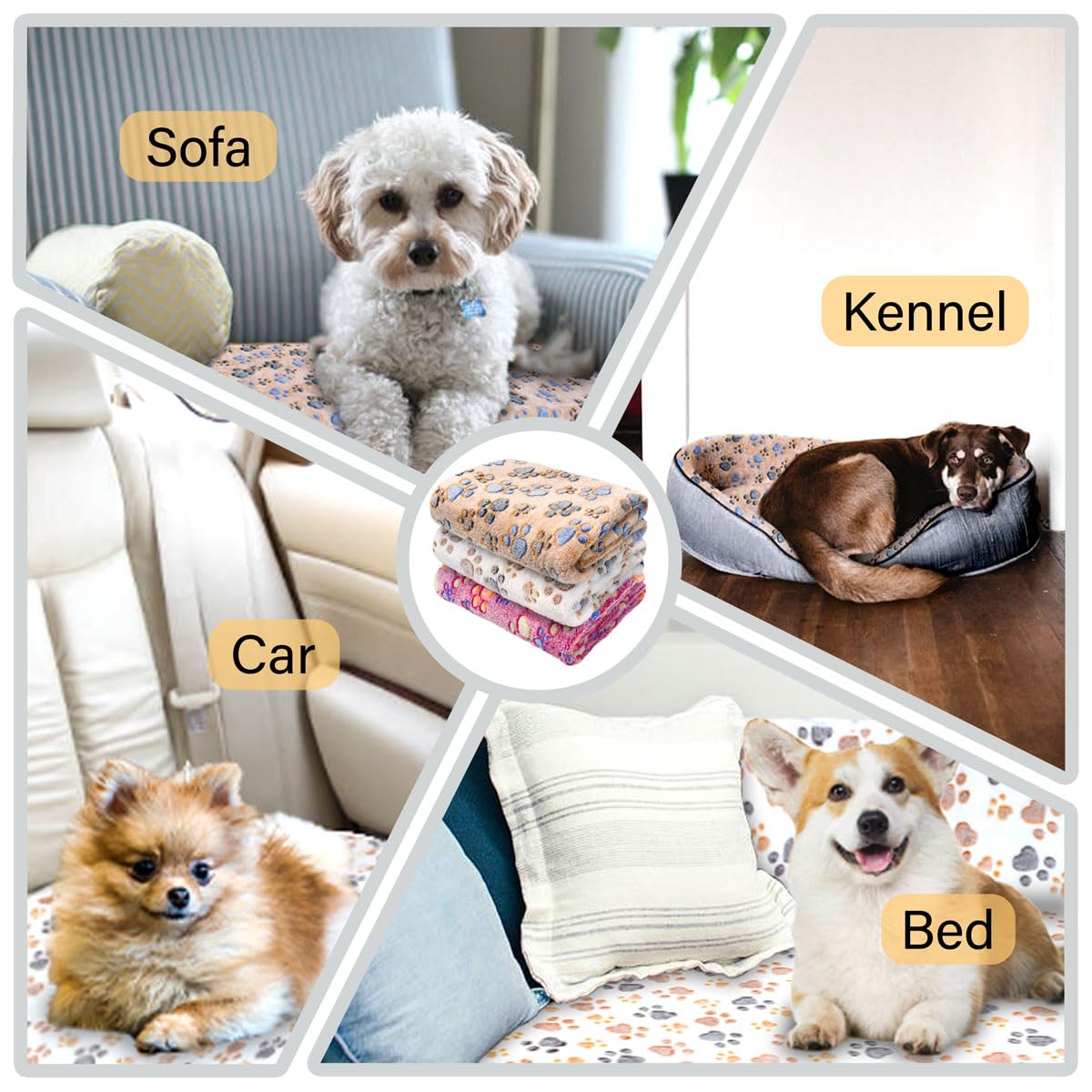 1 Pack 3 Washable Dog Blankets For Dog And Cat,Super Soft Flannel Pet Dog Blanket - Cute Claw Pattern 41 X 31Inch