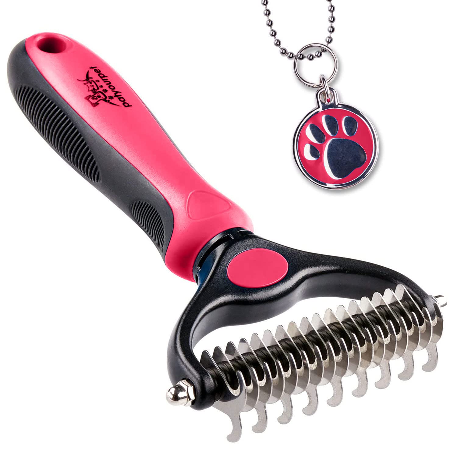 Pat Your Pet Deshedding Brush - Double-Sided Undercoat Rake For Dogs & Cats - Shedding Comb And Dematting Tool For Grooming, Extra Wide