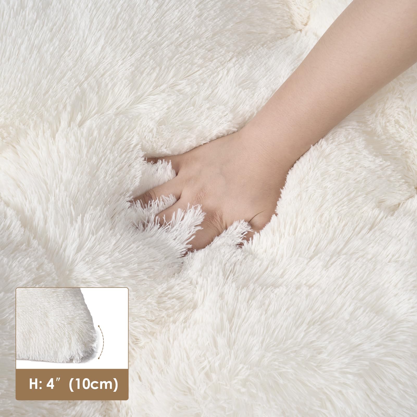 Eheyciga Fluffy Xxl Dog Crate Pad, Plush Faux Fur Dog Bed For Extra Large Dogs, Calming Anti Anxiety Xxl Dog Bed For Crate, Washable Soft Warm Dog Crate Mat With Non-Slip Bottom, Beige, 47 X 35