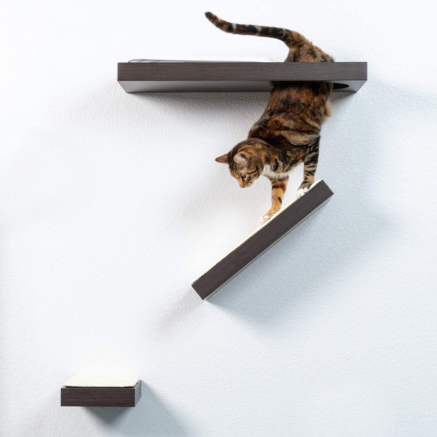 Petfusion Cat Activity Wall Shelves (Available As A 3-Piece Set Or Individual Shelf.) Sisal Surfaces For Cat Scratching & Plush To Lounge, Neutral Design & Color Tones. Easy & Secure Wall Mount