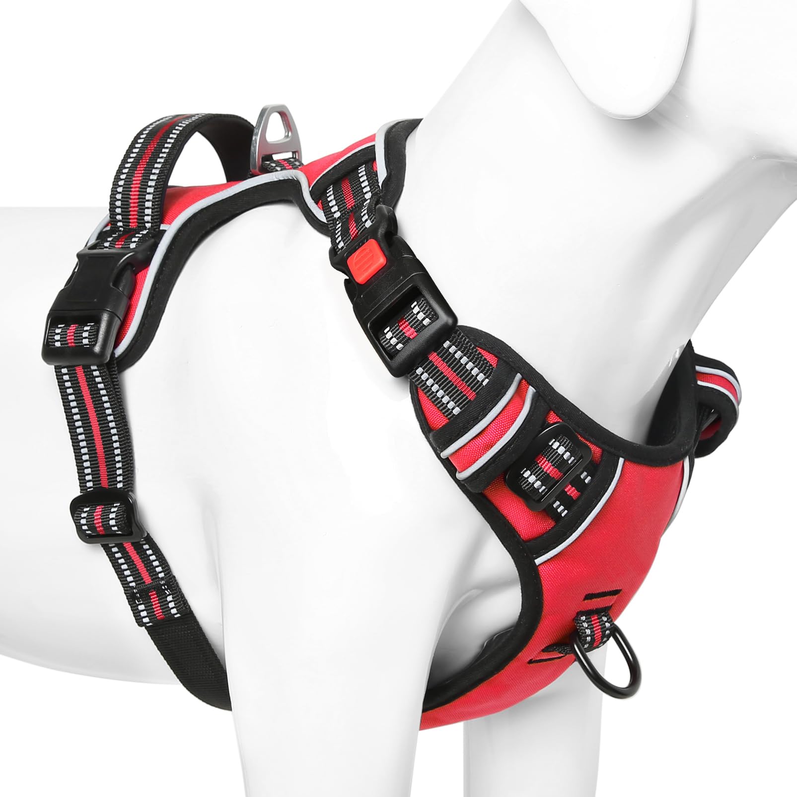 Timos Dog Harness Large Sized, No Pull Dog Harness With Neck Lockable Snap,No Choke Front Clip Dog Reflective Harness,Adjustable