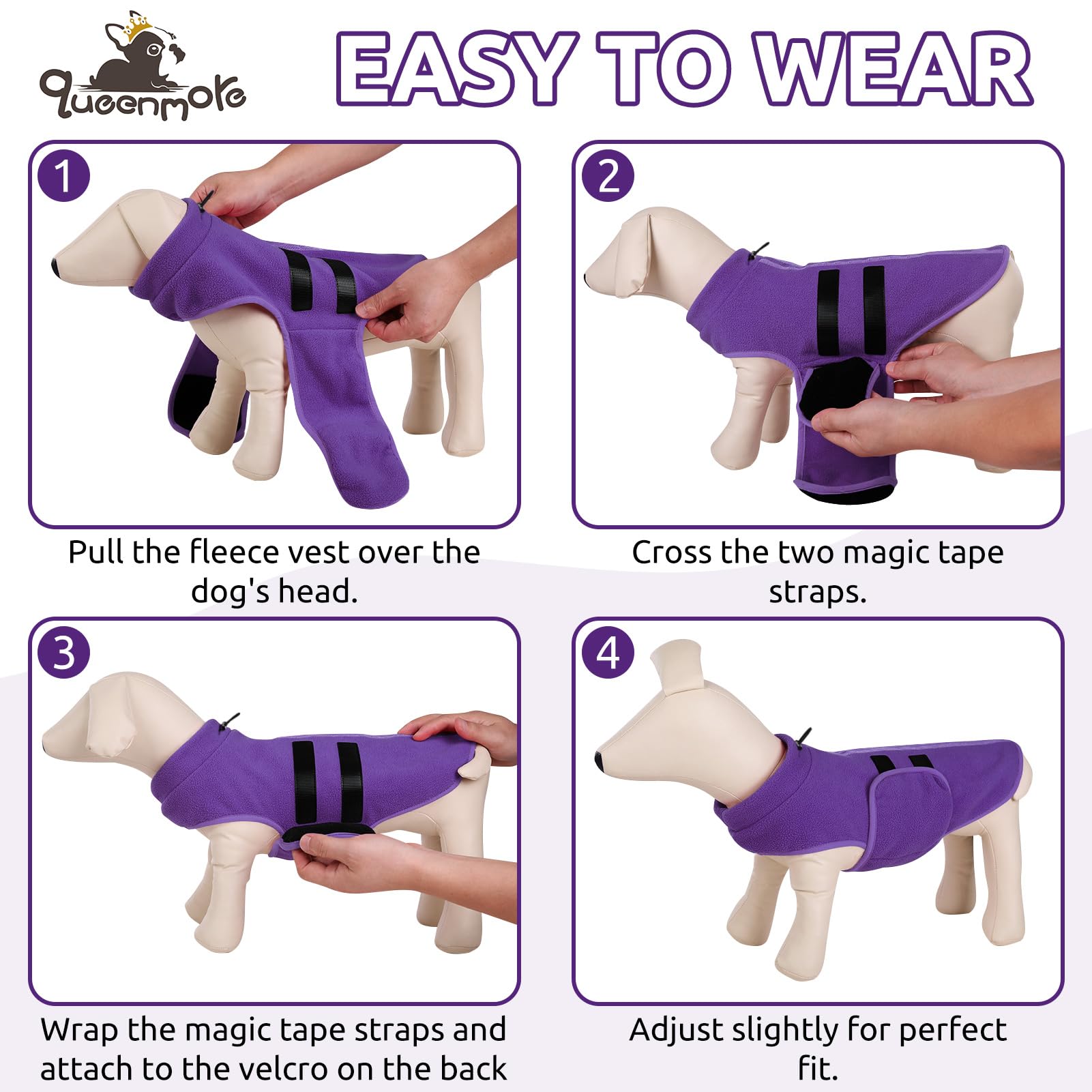 Queenmore Xxs Dog Sweaters, Soft Fleece Vest Pullover Dog Jacket With Leash Hole, Warm Winter Dog Clothes Cold Weather Doggy Dachshund Sweater For Small Dogs Cats Boy Or Girl (Lavender, Xxs)