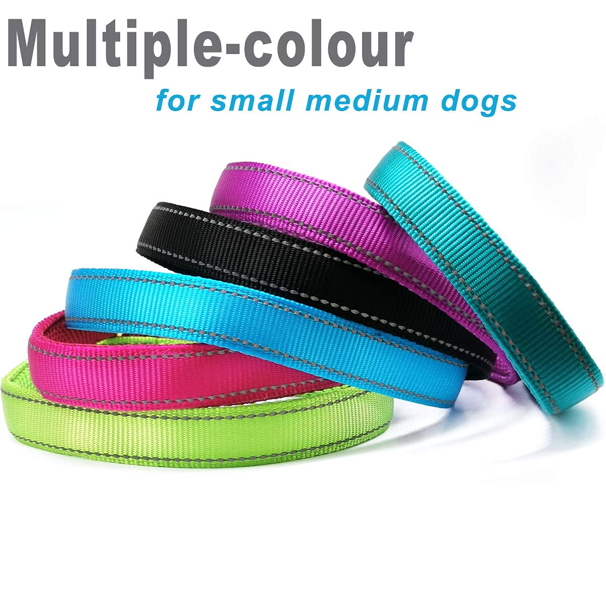 Mycicy Reflective Slip Collar, Soft Nylon Training Choke Collar For Dogs In Turquoise 22', Wide 1'