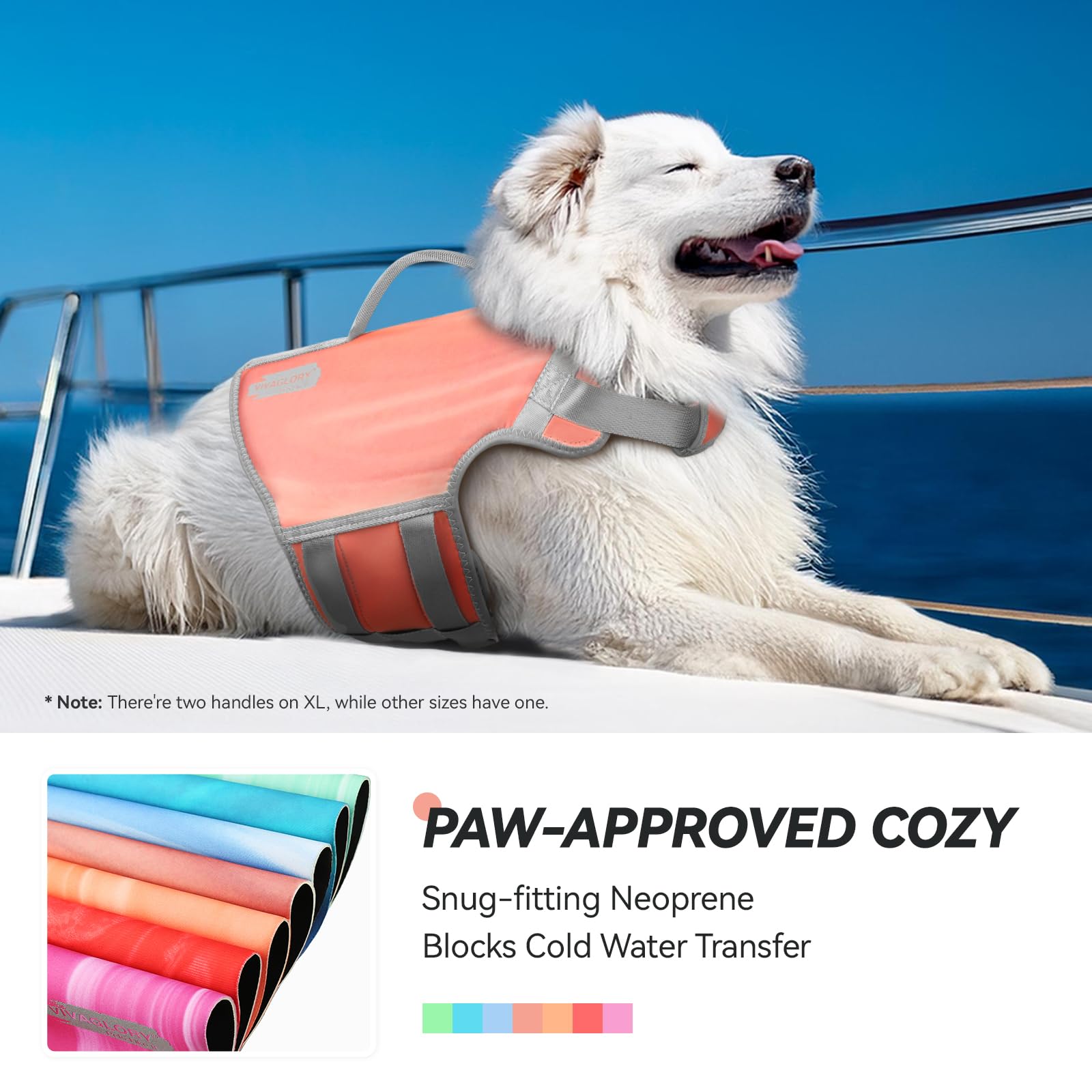 Vivaglory Neoprene Dog Life Jacket Doggy Life Jacket For Boating Hunting & Swimming, Lightweight With Leash Ring, S, Pink Desert