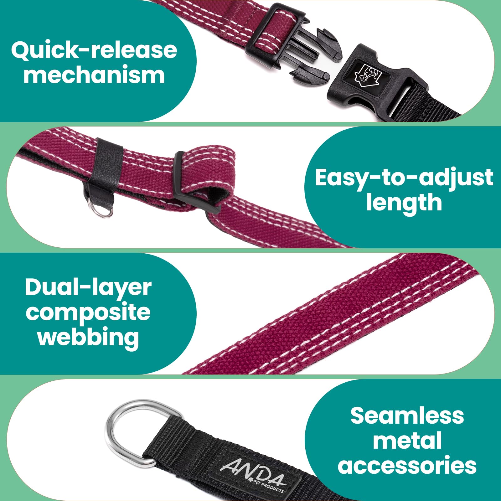 Anda Martingale Collar For Dogs, Double-Layered Composite Material With Buckle,No-Pull Training Collar For Easy Control With No