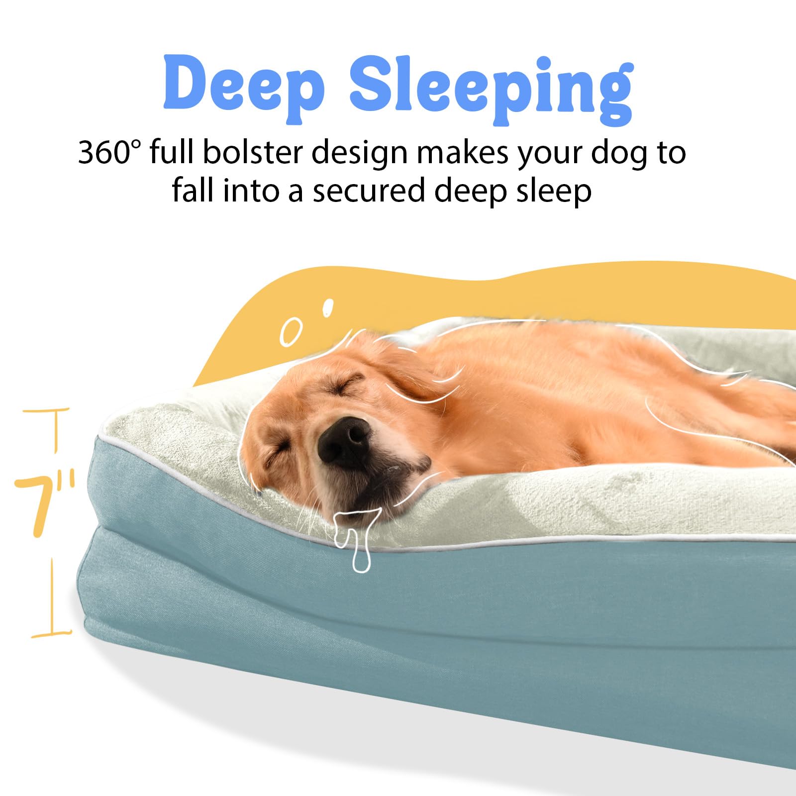 Washable Orthopedic Large Dog Bed - Removable Orthopedic Foam Dog Beds With Bolsters Waterproof Large Dogs Bed And Non-Slip Bott