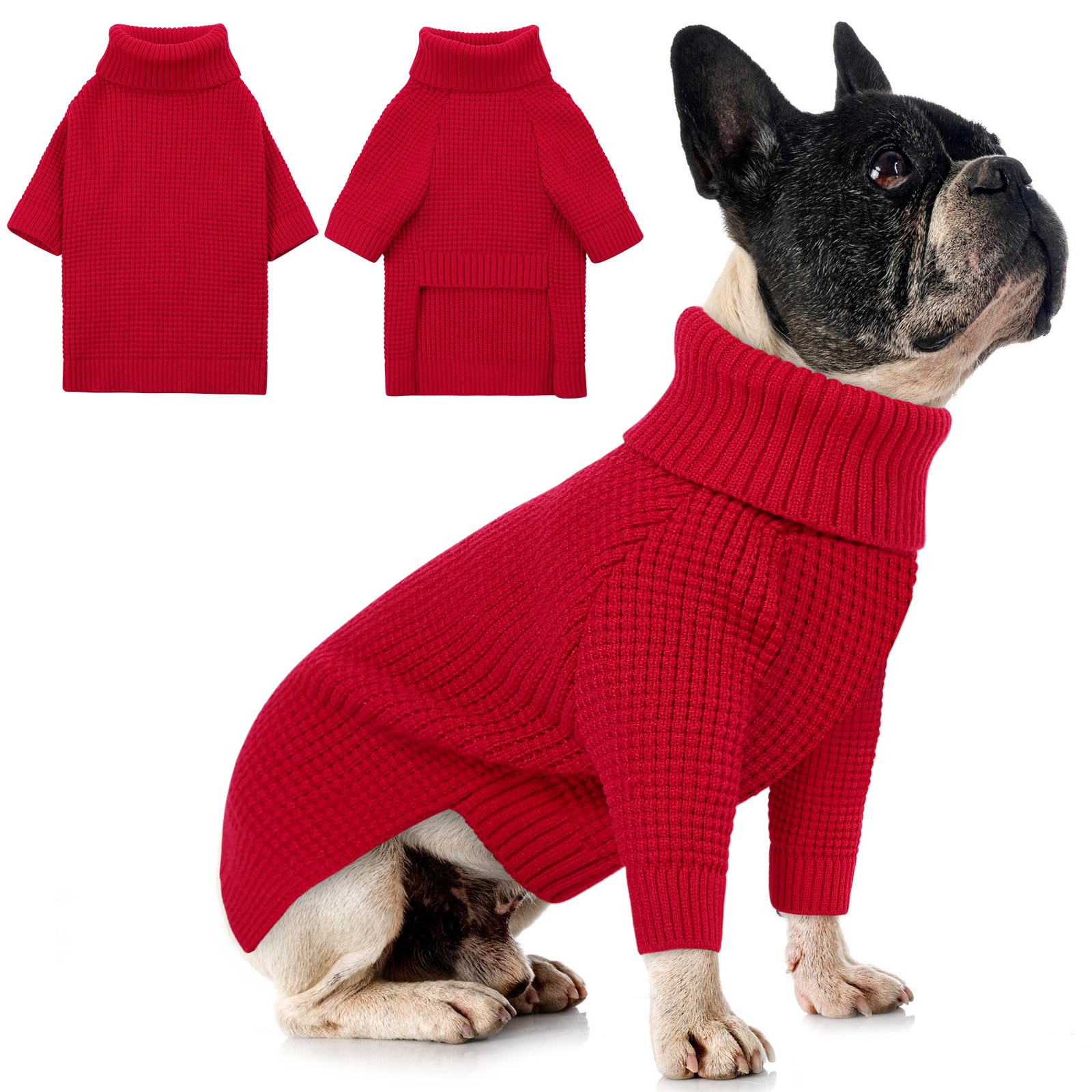 Queenmore Soft Warm Large Dog Sweater, Dog Sweaters For Large Breeds, Pet Christmas Sweaters, Waffle Knit Pet Sweater, Cold Weat
