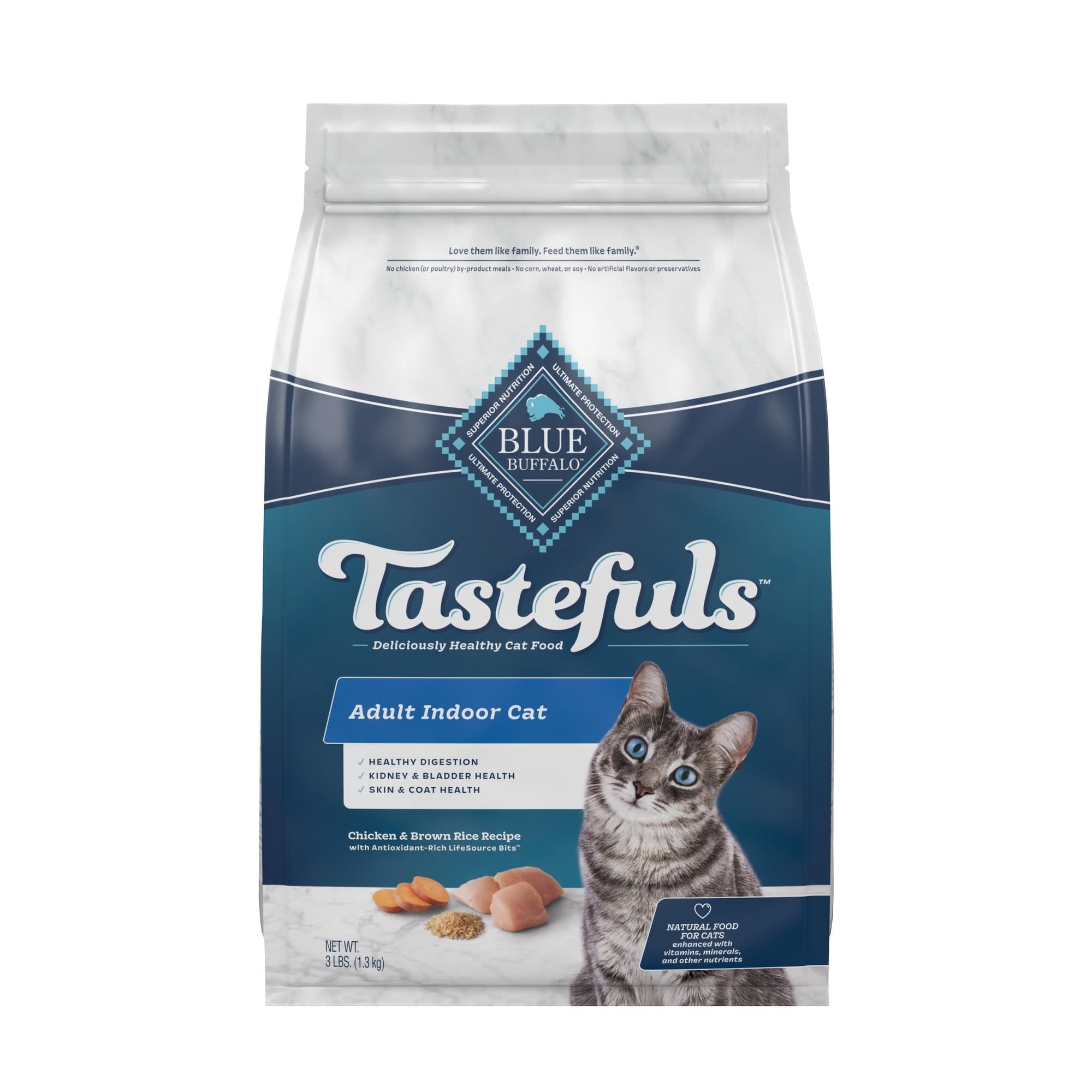 Blue Buffalo Tastefuls Indoor Natural Adult Dry Cat Food, Chicken 3lb bag