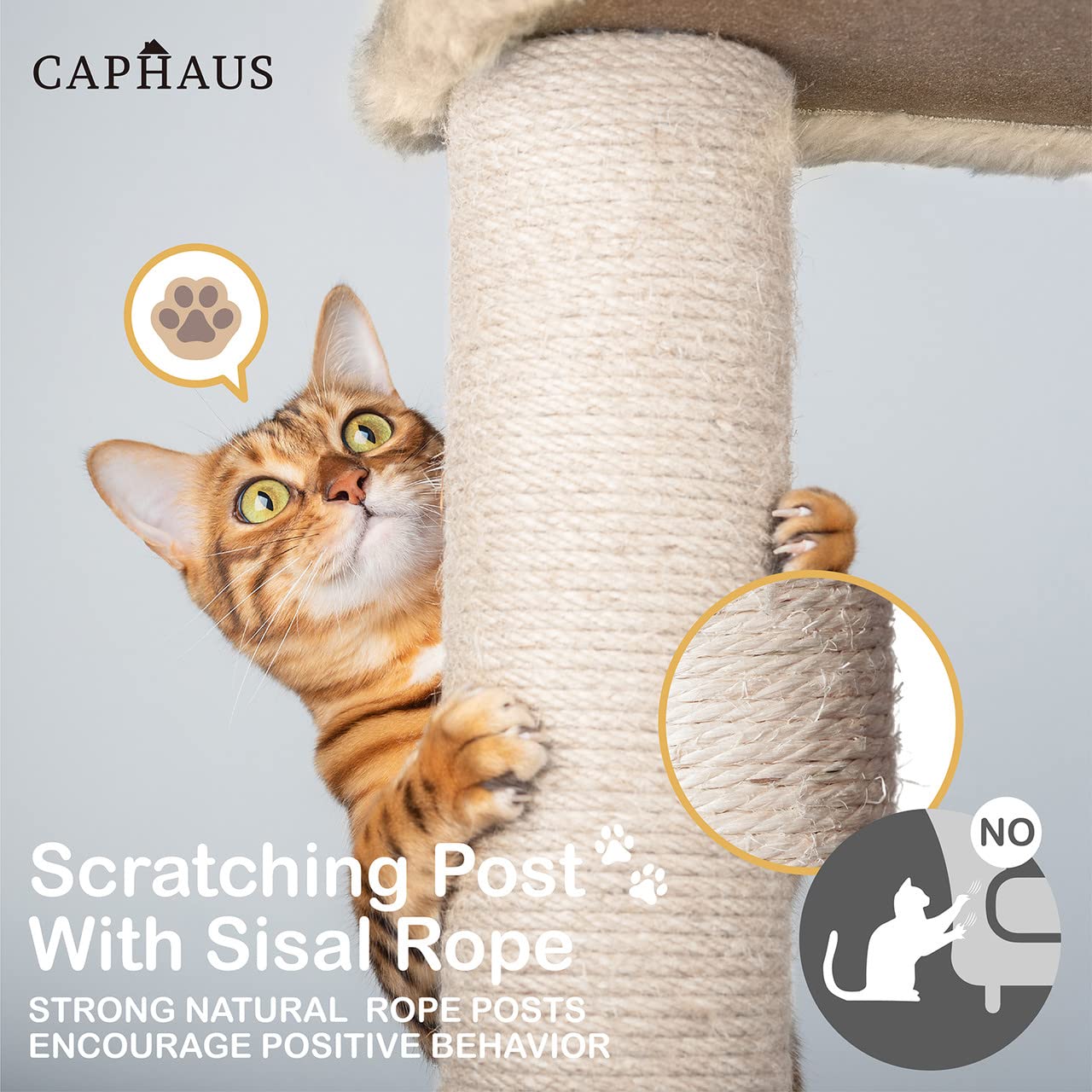 Caphaus Cat Tower For Indoor Cats, Modern Cute 37-Inch Small Cat Tree With Widened Perch For Large Cats Kittens, Multi-Level Cat