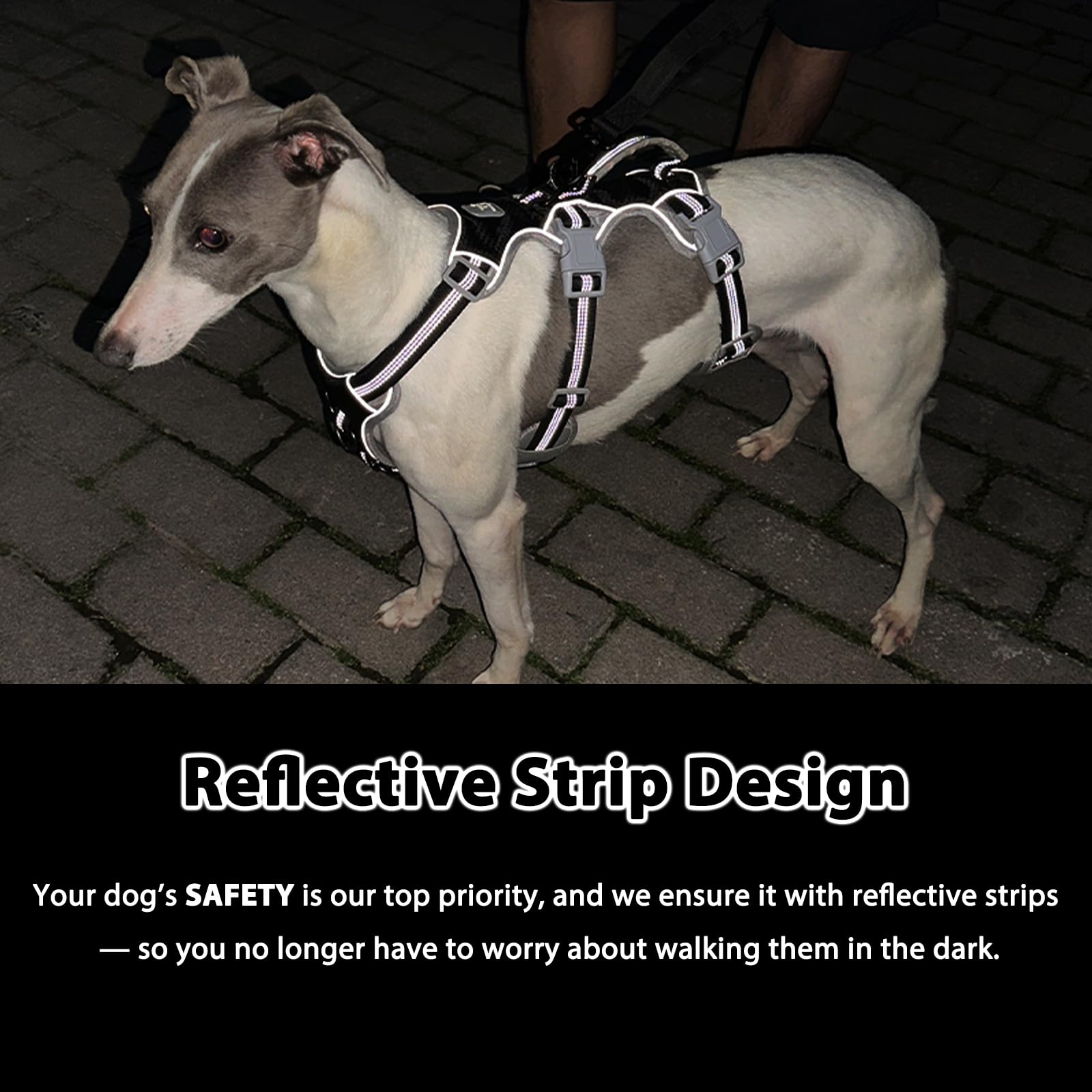 Huntboo Escape Proof Harness, No Slip Dog Harness Escape Proof, Reflective Harness With Handle, Breathable, Durable, Adjustable